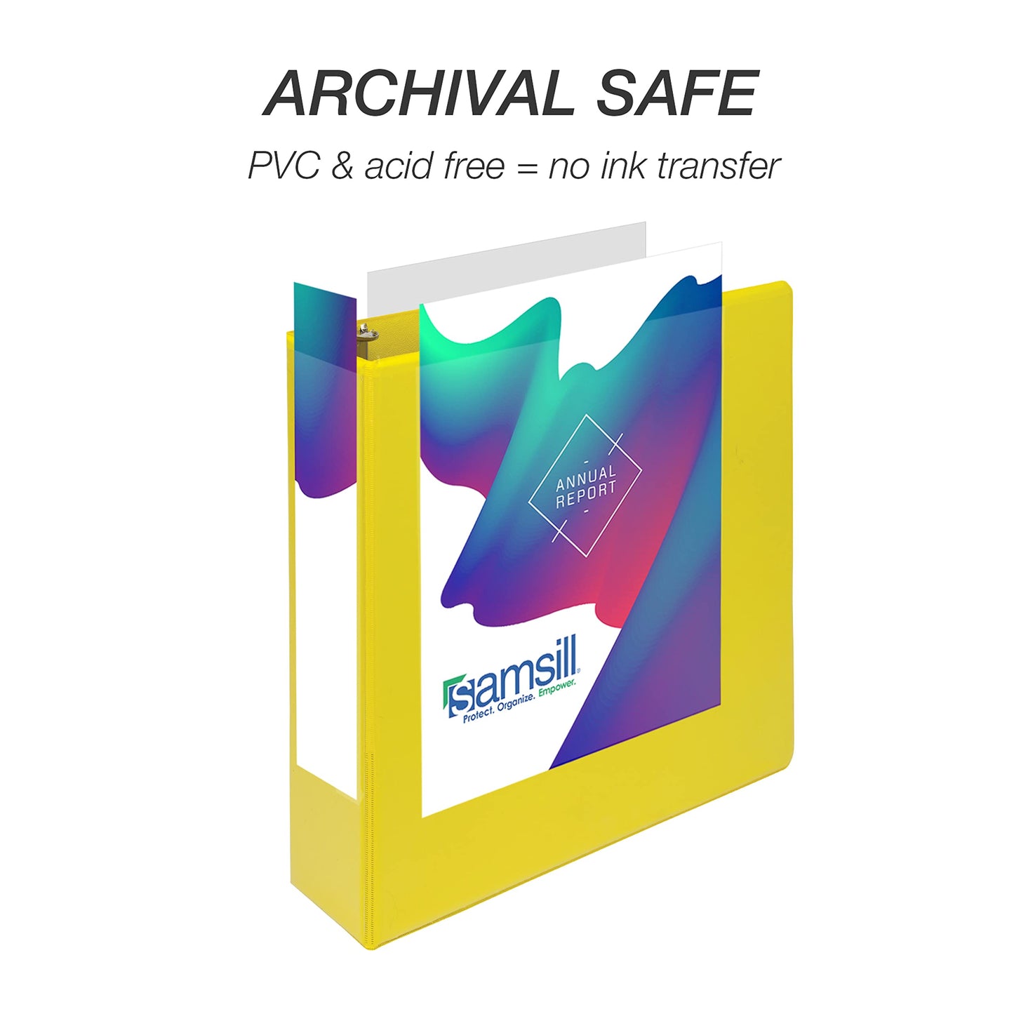 Samsill Durable 2 inch 3 Ring Binder, D Ring Binder, 100% Recycled Chipboard, Yellow, 4 Pack