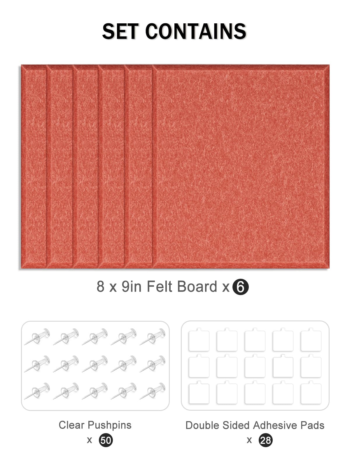Hsurbtra Cork Board for Wall 24 x 18 Inch, 6 Pack Felt Bulletin Notice Board with Pushpins for