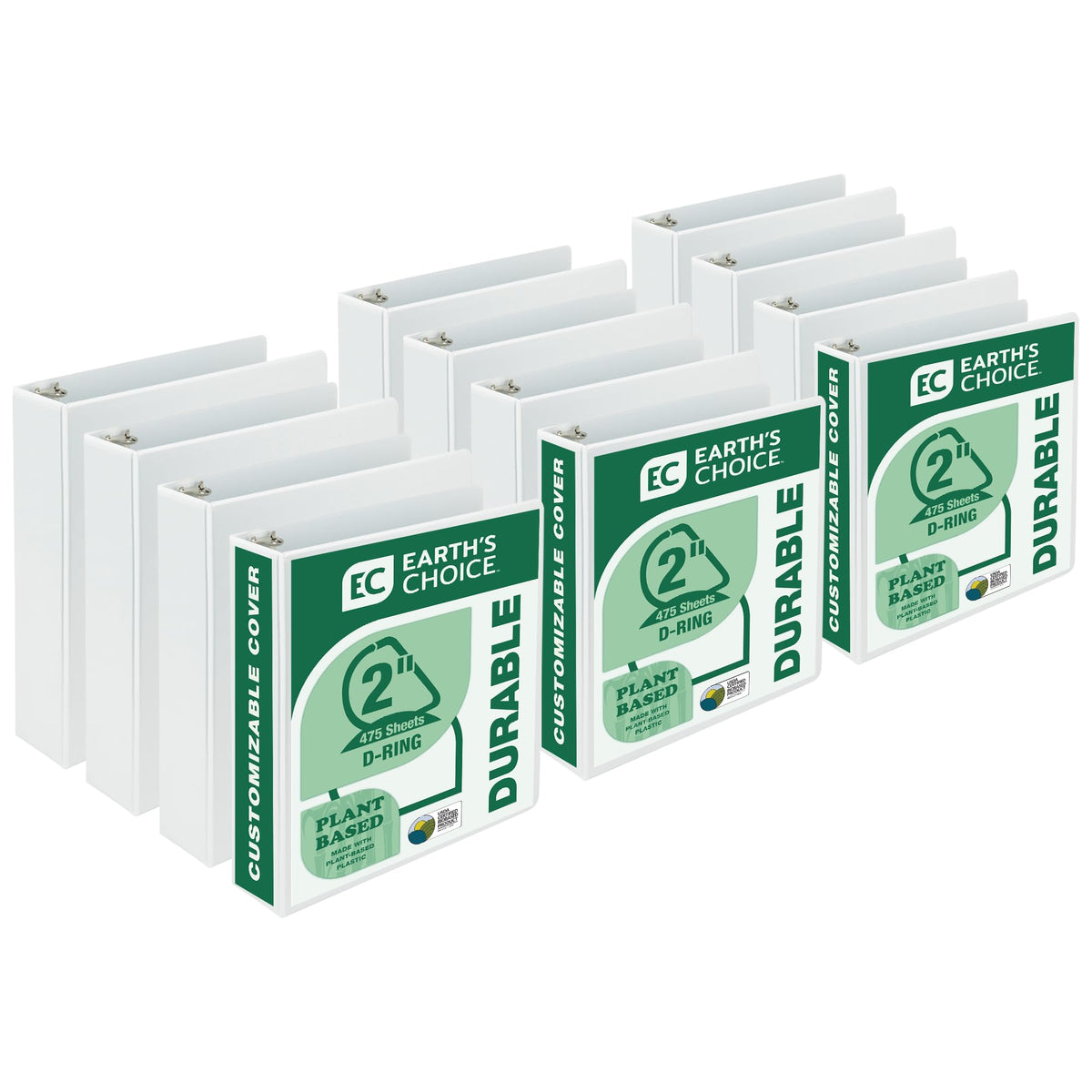 Samsill Earth’s Choice Biobased Durable 3 Ring View Binder, 2 Inch Round Ring, Up to 25% Plant