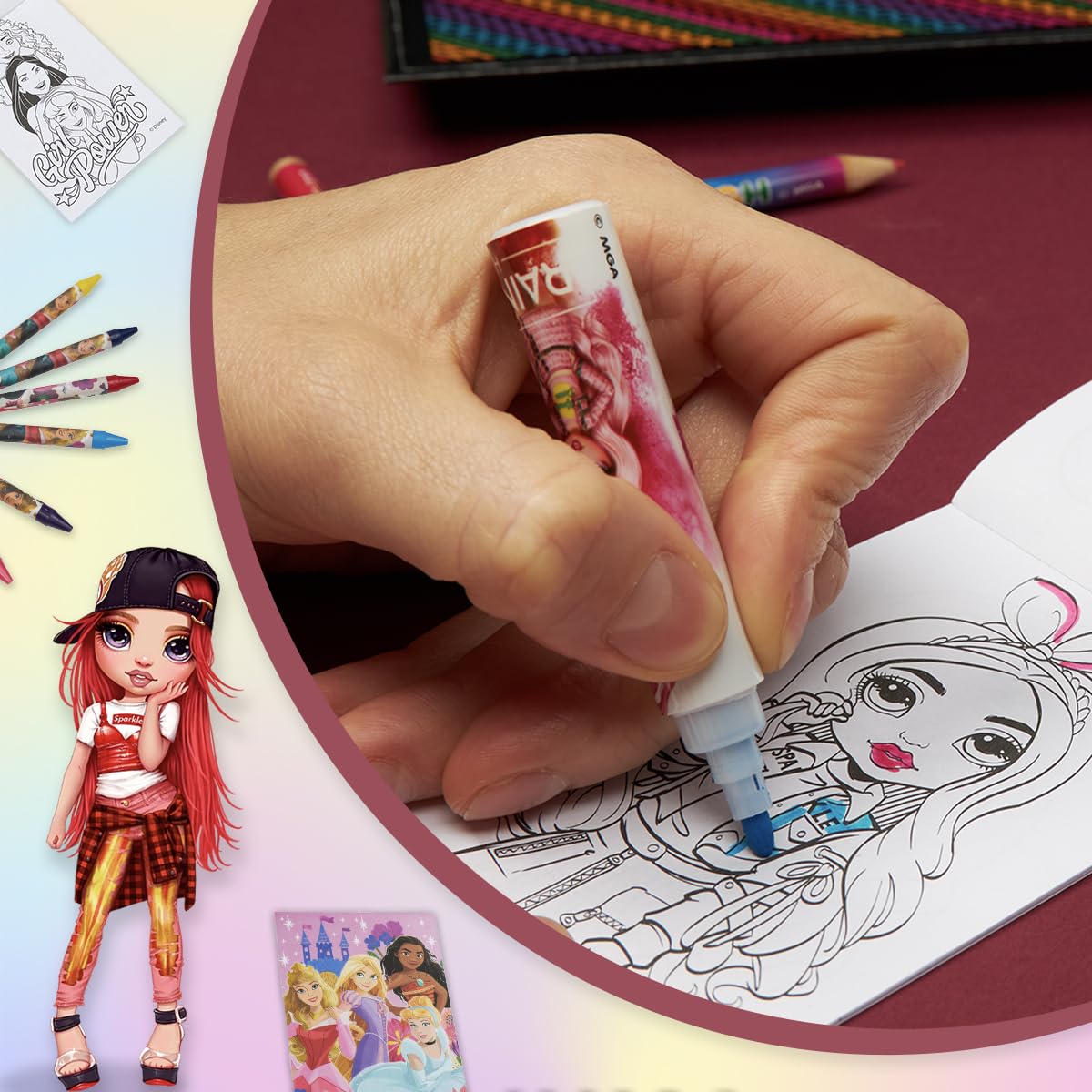 Rainbow High Colored Pencils Art Supplies Kids Drawing Kit Coloring Book Crayons Markers Drawing