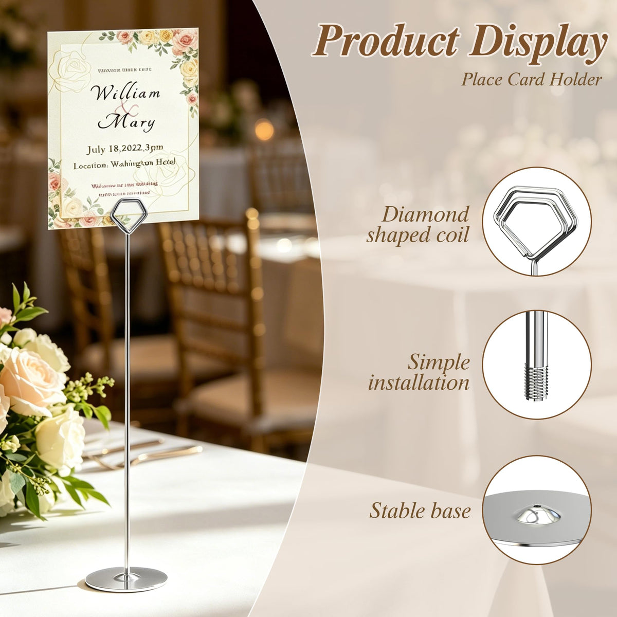 Urban Deco 16PK Table Number Holders 12 Inches Place Card Holder Metal Table Card Holders, Picture