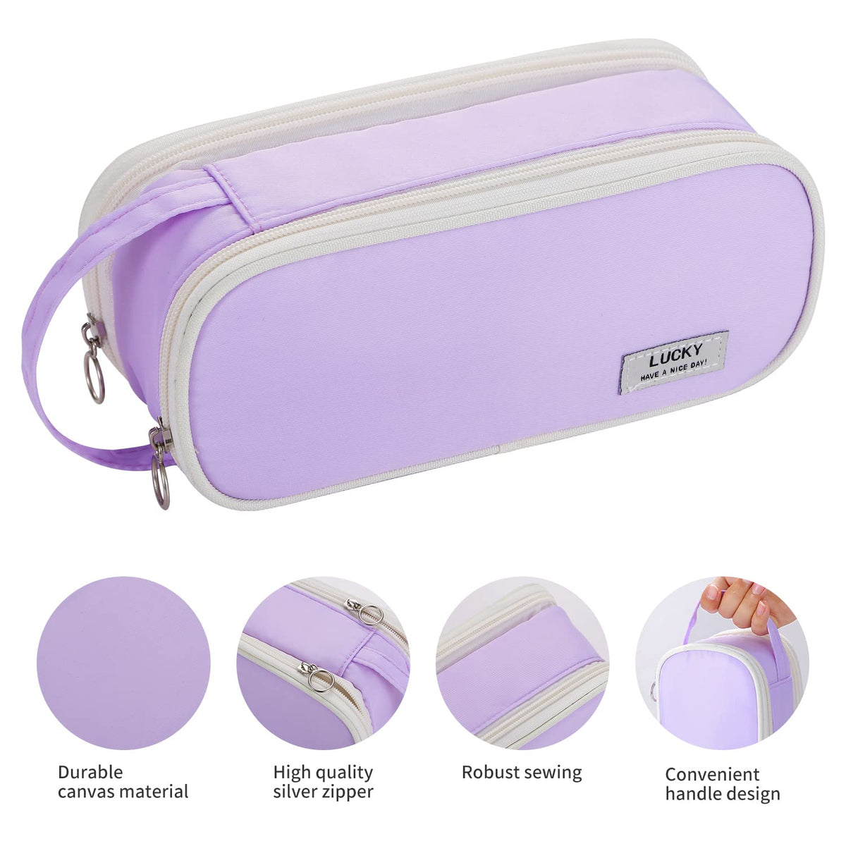 Dugio Large Pencil Case Organizer Big Pencil Bag for Girls Teens Purple