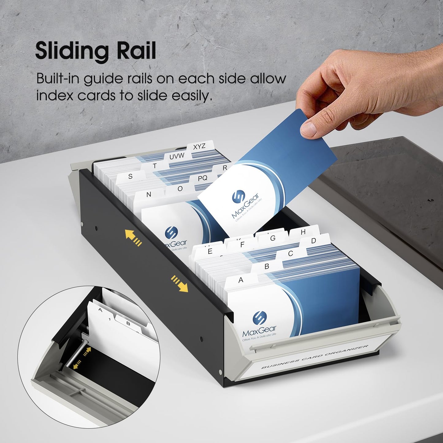 MaxGear Business Card Holder for Desk, Capacity: 800 Cards (3.5” x 2.2”)