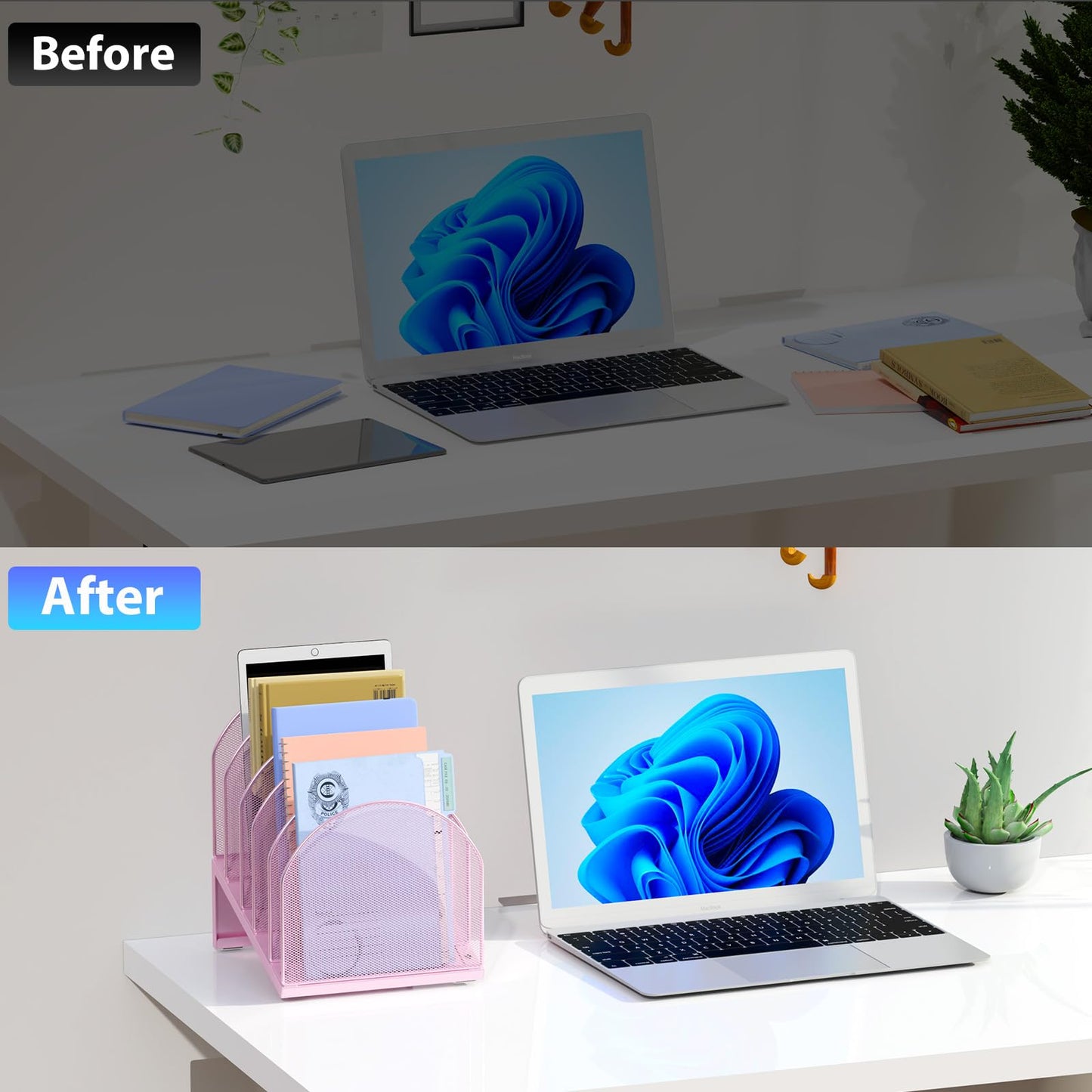gianotter Desktop File Organizer with 5 Compartments