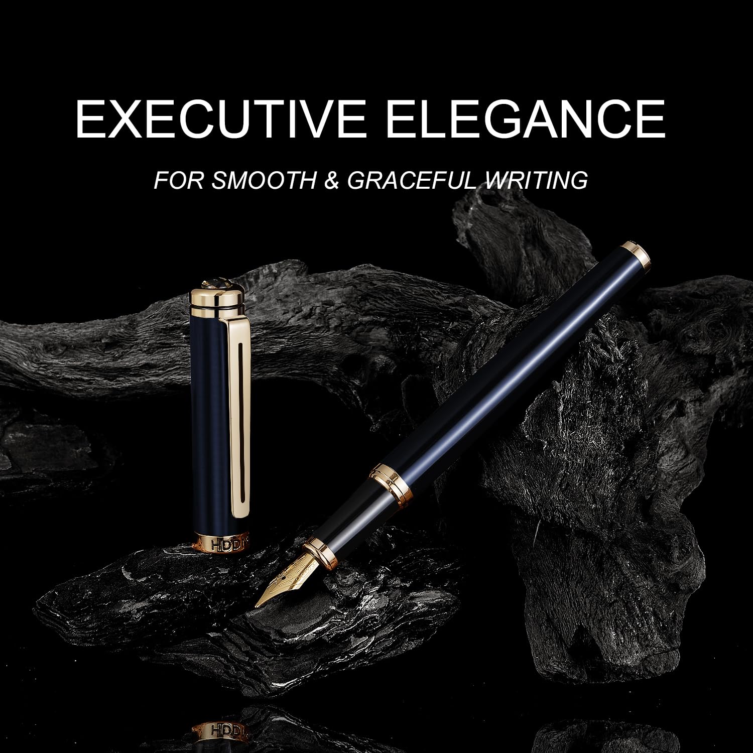 HDDNB Blue Luxury Fountain Pen Set for Men and Women with Gift Box, 24K Gold Finish and Gilded