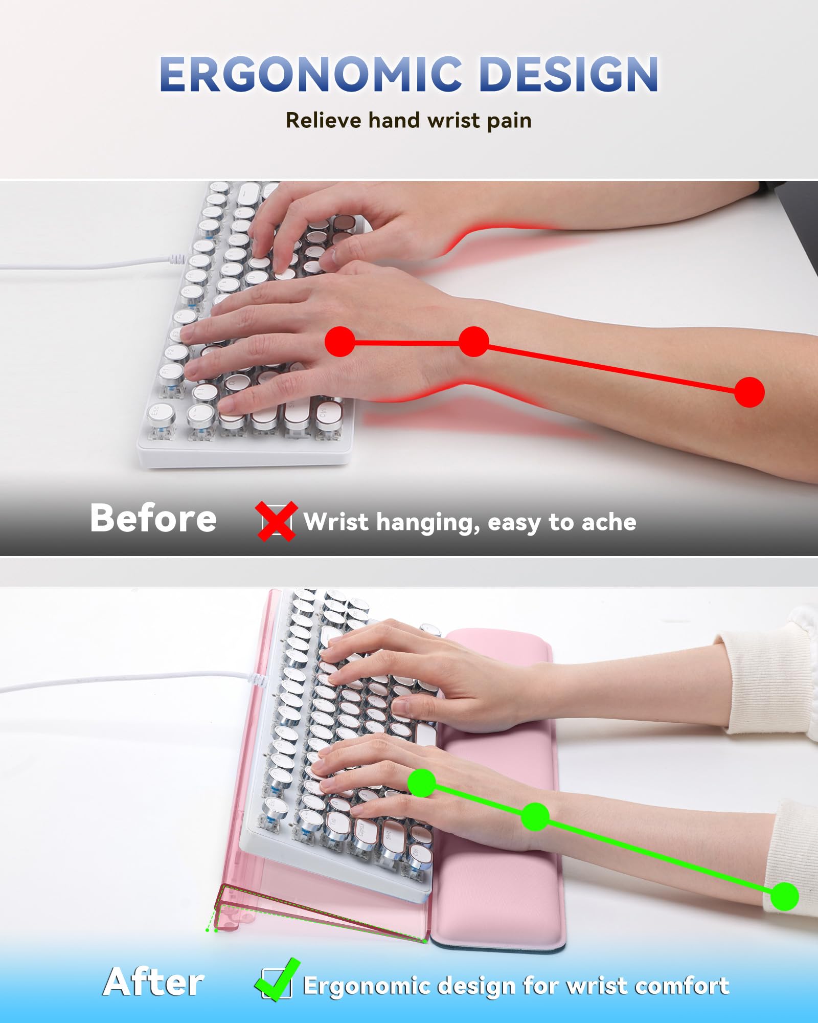 Adjustable Computer Keyboard Stand for Desktop, Keyboard Holder Wrist Rest