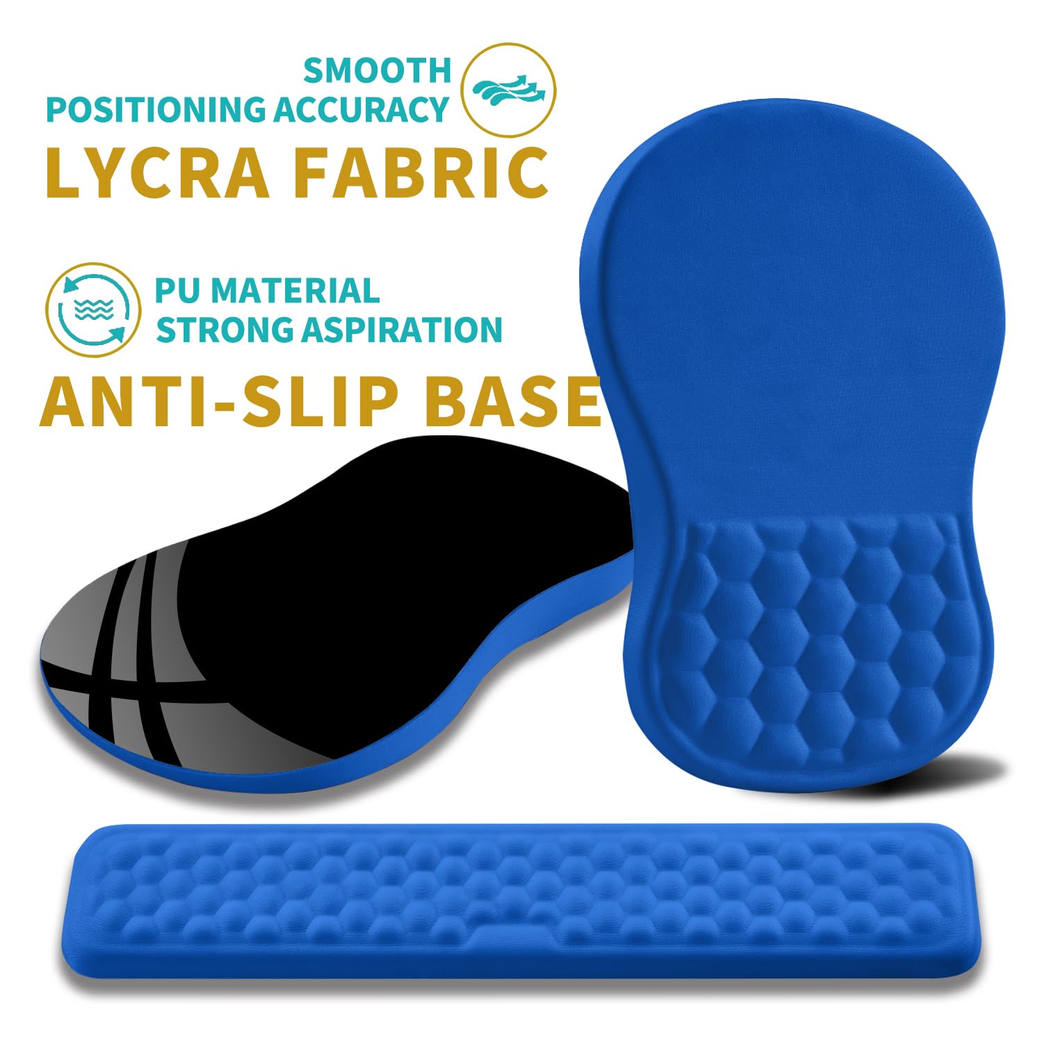 Hokafenle 2 in 1 Ergonomic Mouse Pad Wrist Support & Wrist Rest for Computer Keyboard Set, with