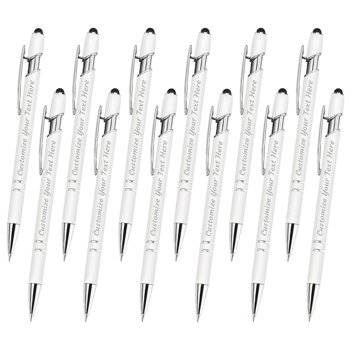 YanNanKe 12 PCS Custom Pens Personalized Bulk, Customized Engraving Ballpoint Pens with Stylus Name