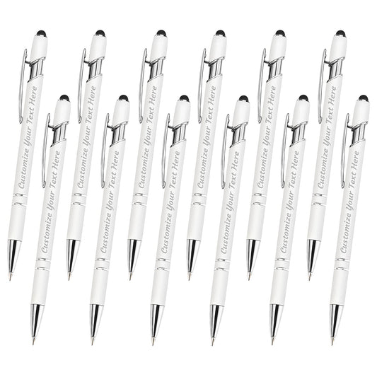 YanNanKe 12 PCS Custom Pens Personalized Bulk, Customized Engraving Ballpoint Pens with Stylus Name