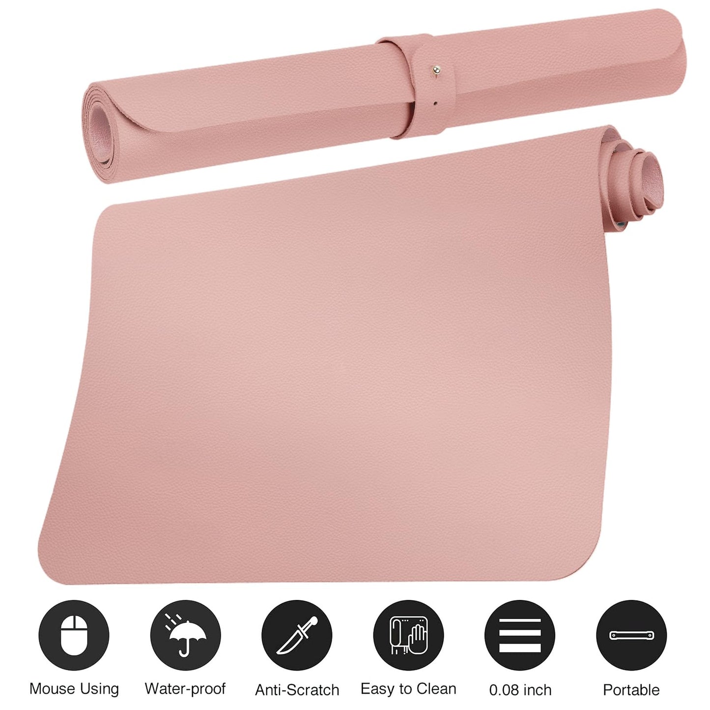 Boutilon Leather Desk Pad Protector,Non-Slip Mouse Pad,Laptop Desk Pad,Office Mouse Mat,Waterproof
