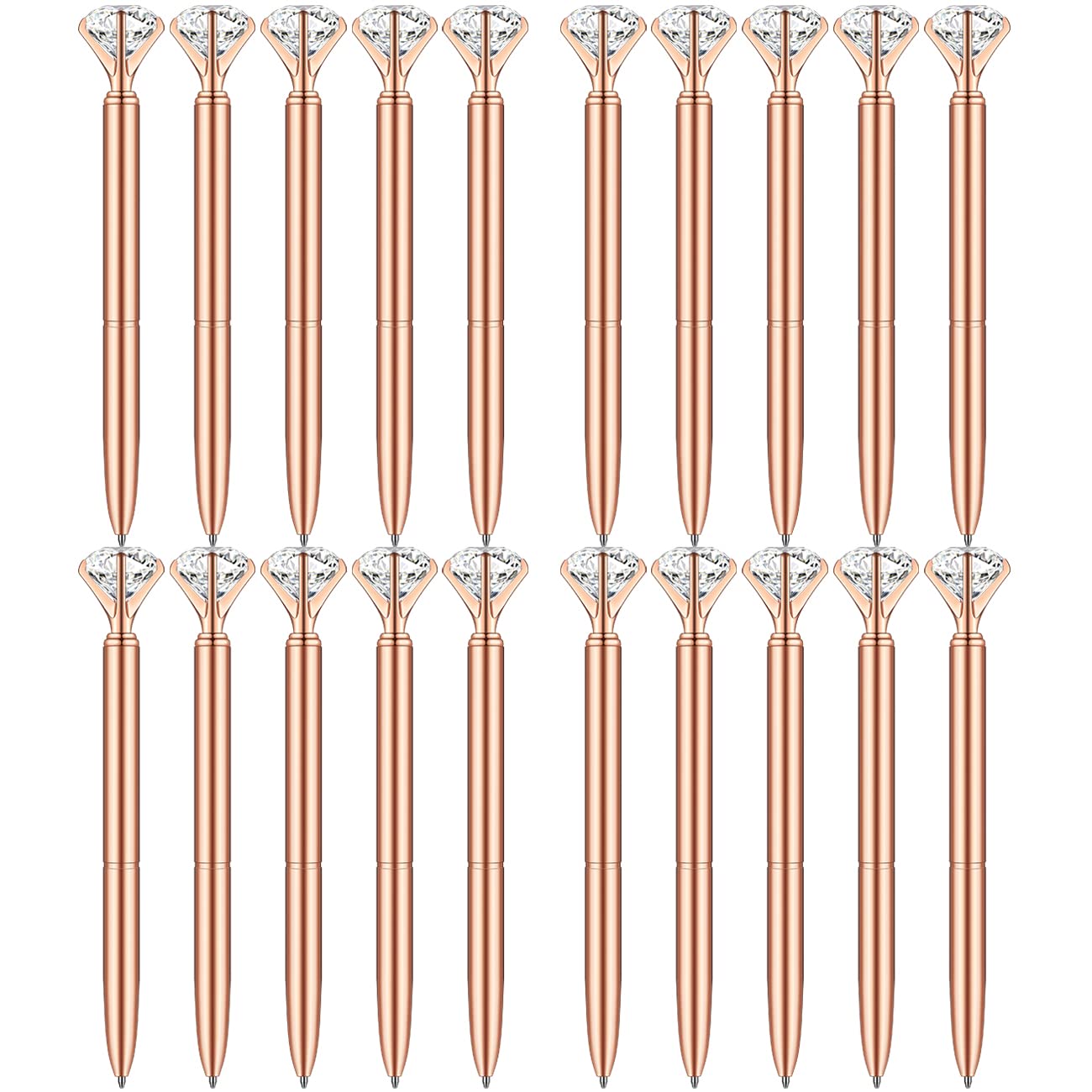 PASISIBICK 20 Rose Gold Diamond Pens Bling Diamond Gem Pen Décor Gifts for Women Bridesmaid