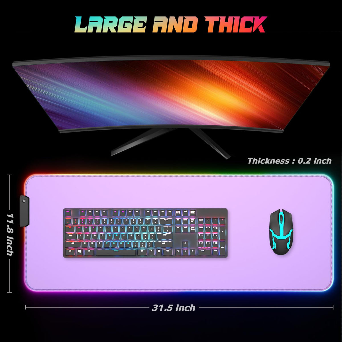 ITNRSIIET RGB Gaming Mouse Pad, Full Desk XL Extended Large Gaming Mousepad, 12 Lighting Modes 30%