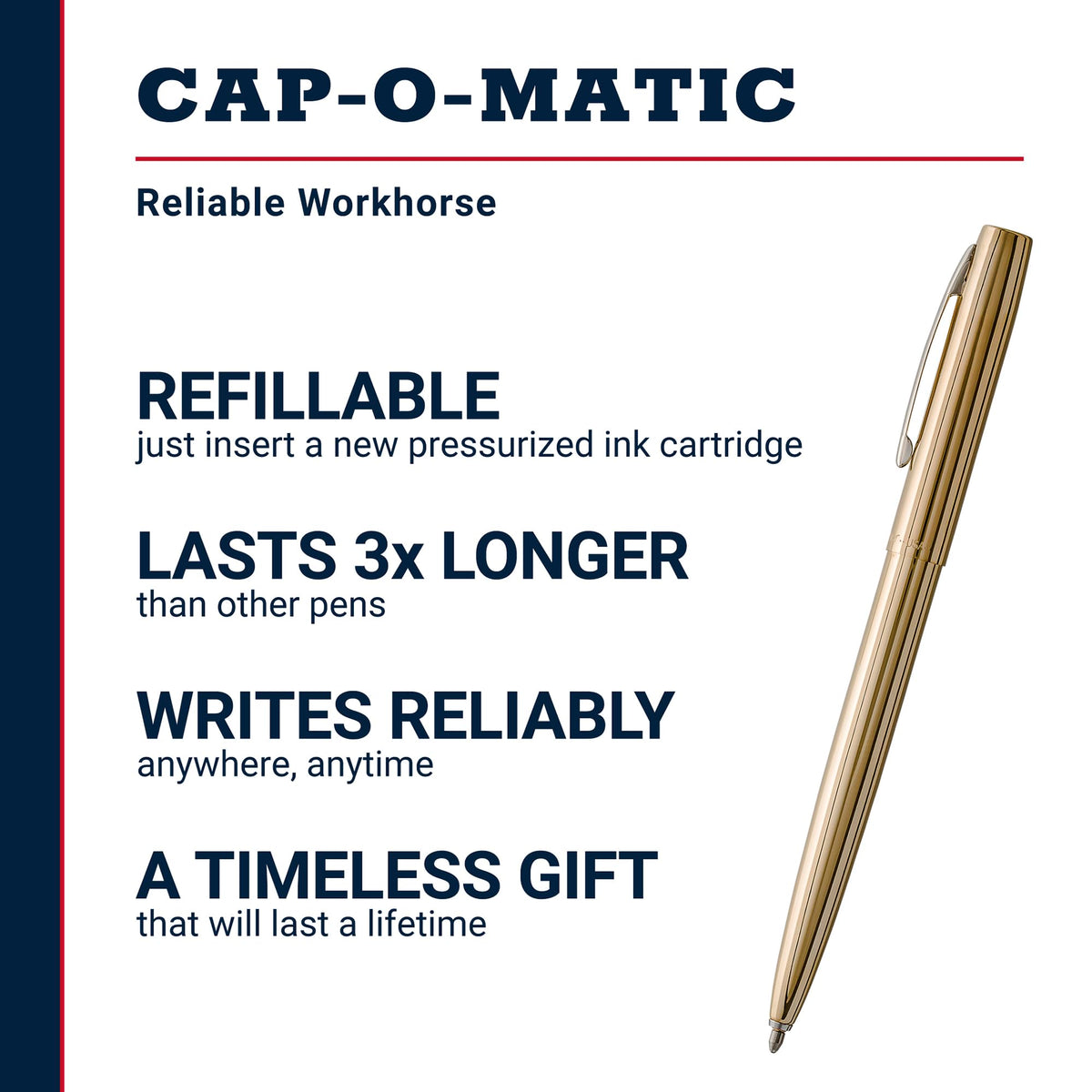 Fisher Space Pen Brass Alloy Cap-O-Matic Pen, Black Ink