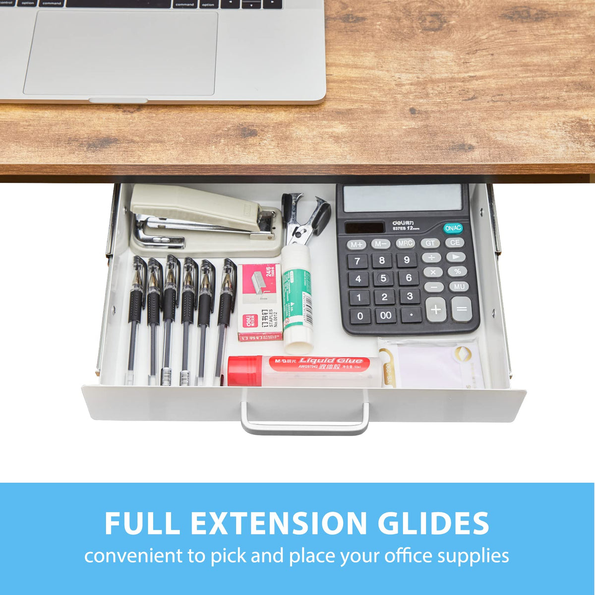 GOME Under Desk Pull-Out Drawer - Storage Organizer Office Mounted, Easy Slide-Out Pencil Drawer