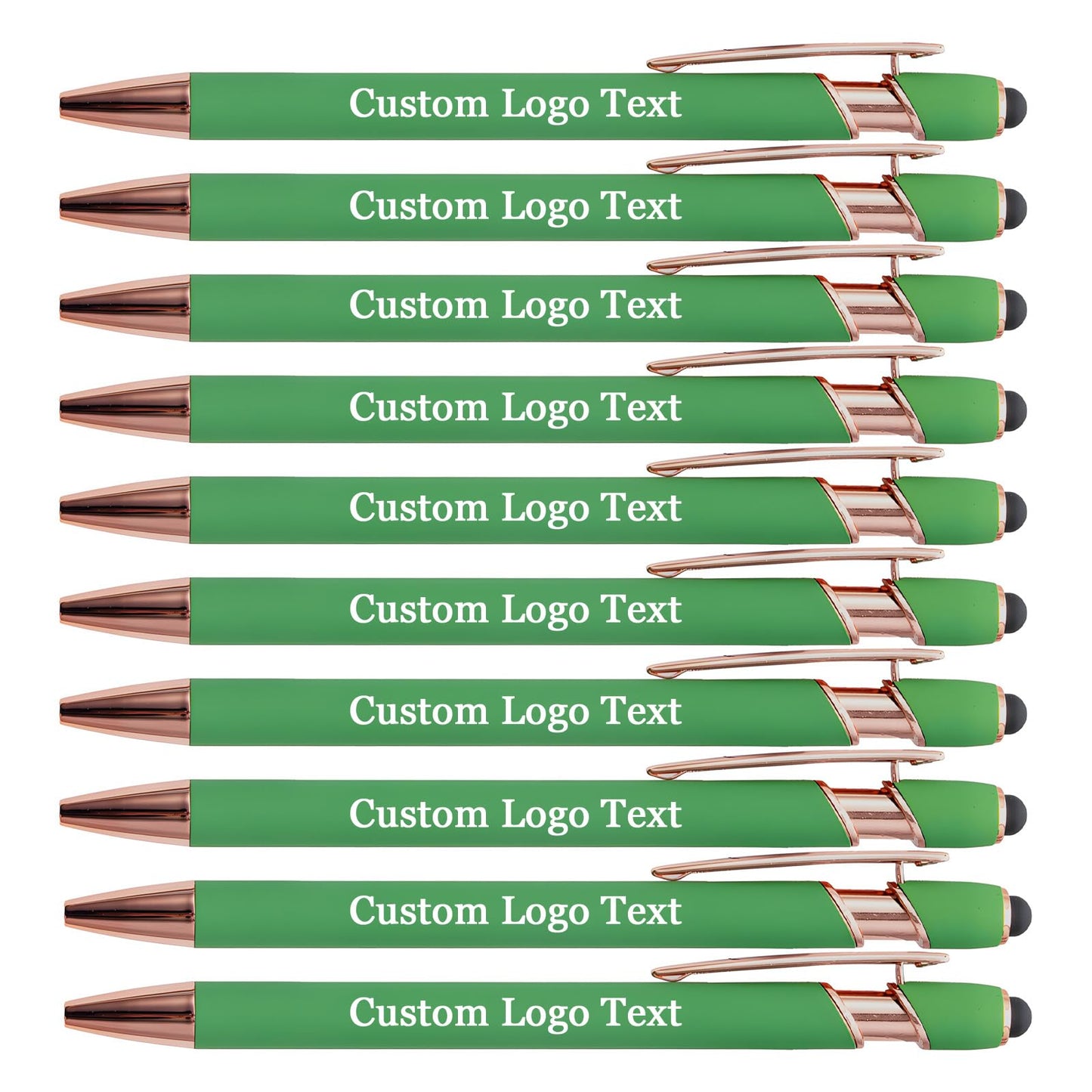HEYZARDA Personalized Pens Ballpoint with Stylus, Grass Green, 20 Pcs