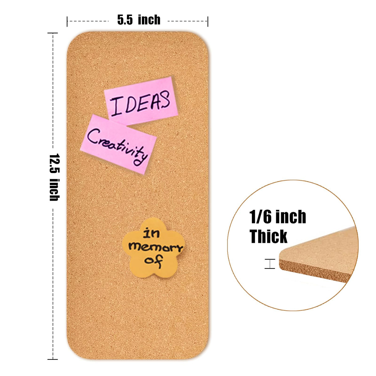 YCCYYCCY 6 PCS 12.5"*5.5" Self-Adhesive Cork Board, 4mm Thick Cork Boards for Walls, 6 Pack