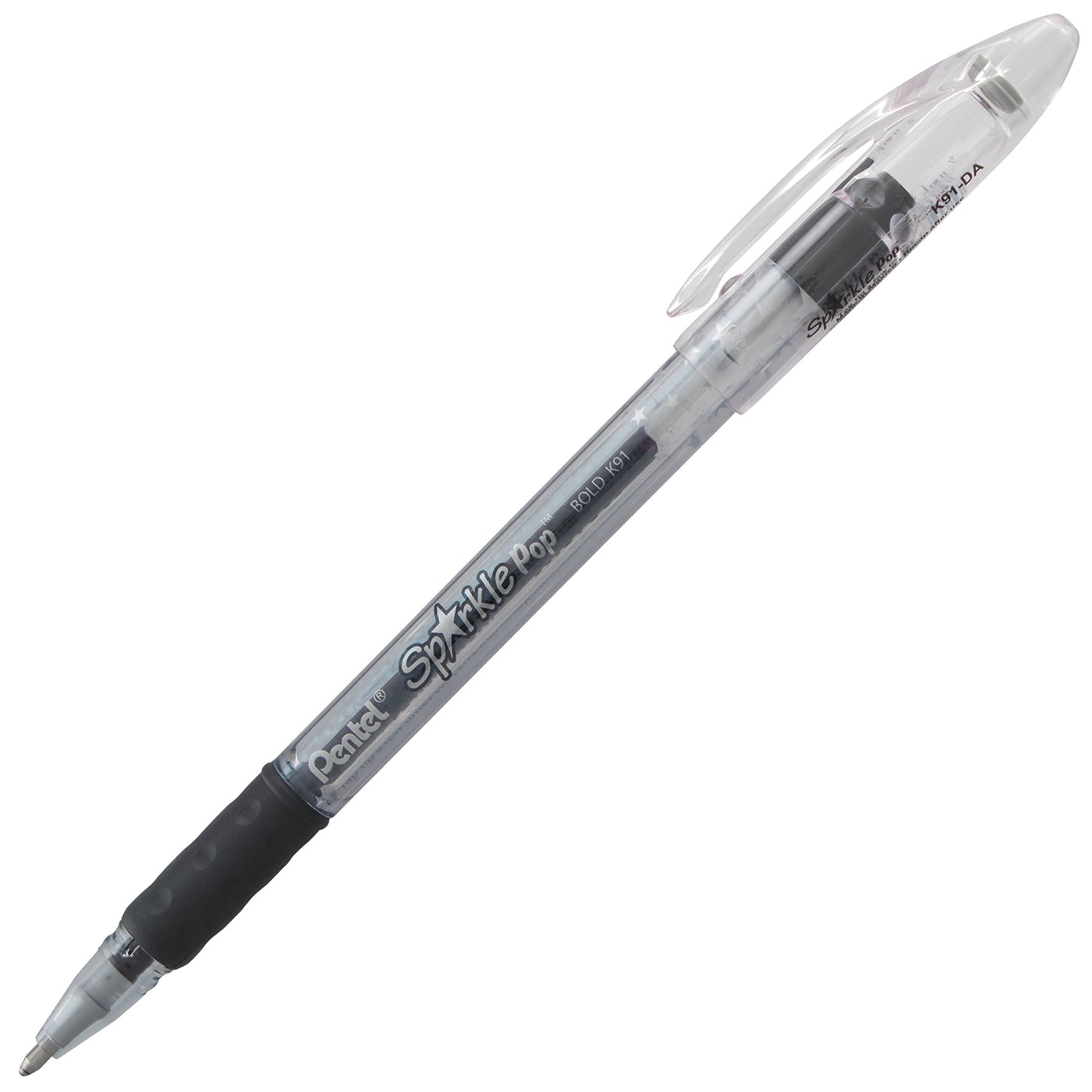 Pentel Sparkle Pop Metallic Gel Pen, (1.0mm) Bold Line, Black/Red Ink, Box of Pens (K91-DA)