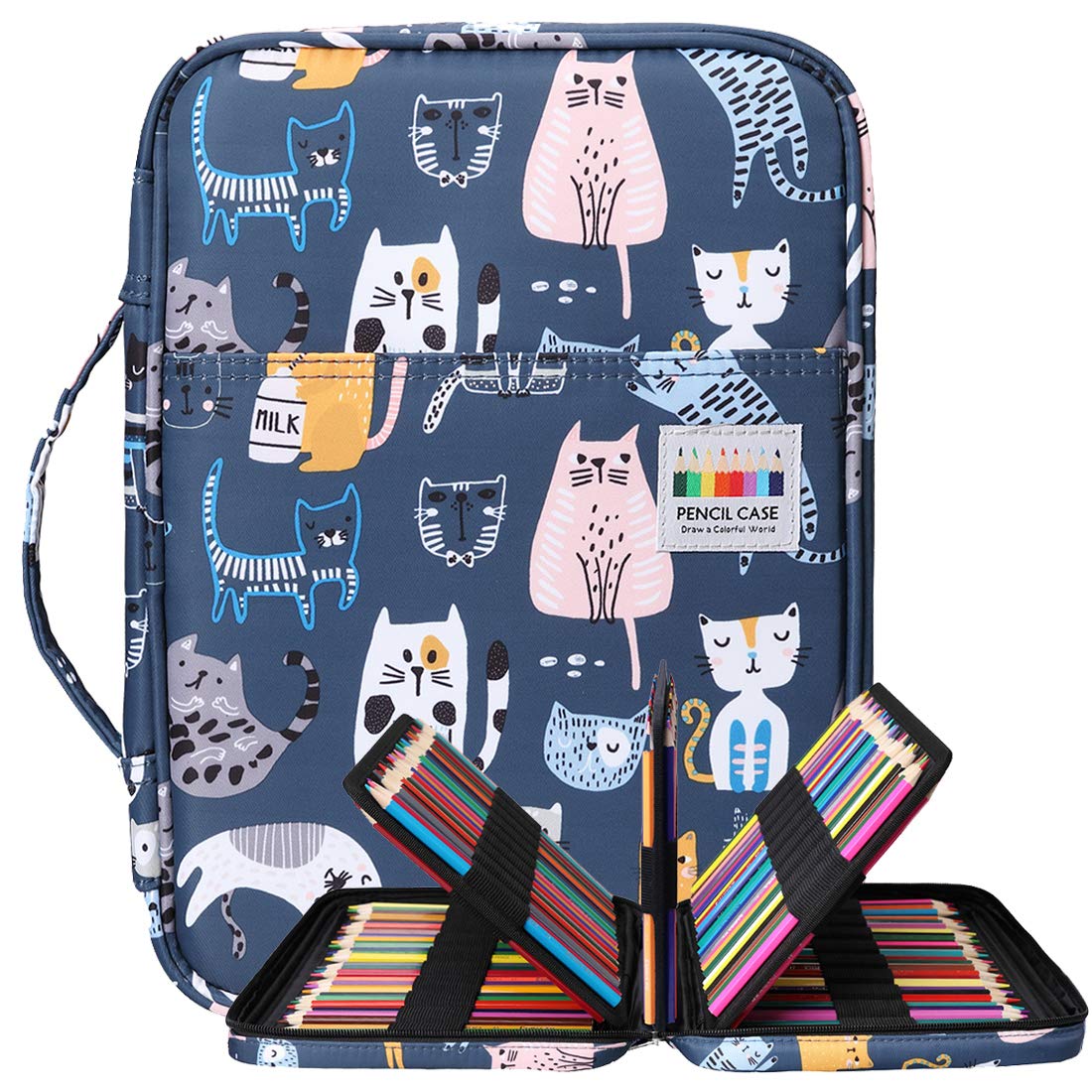 BOMKEE Coloring Pencil Case 220 Slots Pencils/Gel Pens Organizer Waterproof Travel Case Zipper
