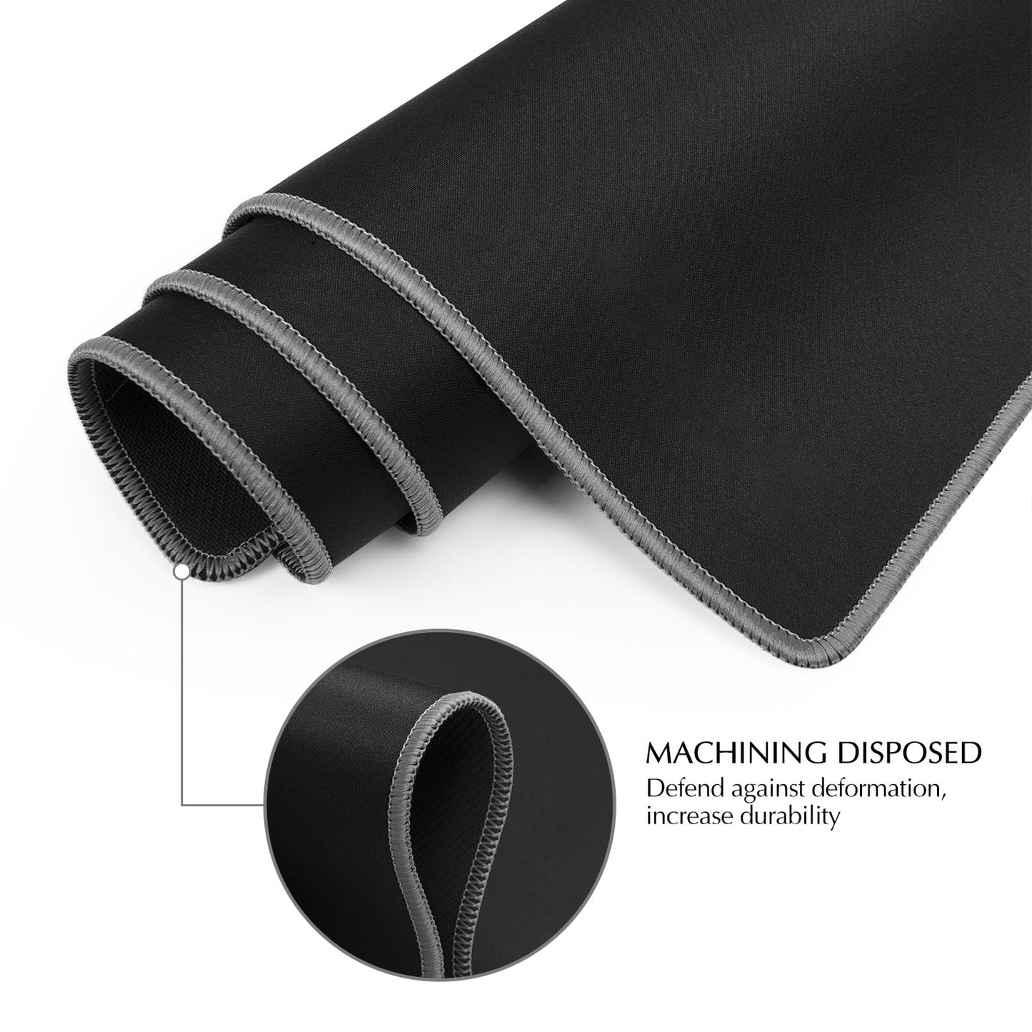 JIALONG Large Gaming Mouse Pad, Extended Mousepad with Grey Stitched Edges, XXL Desk Mat, Big