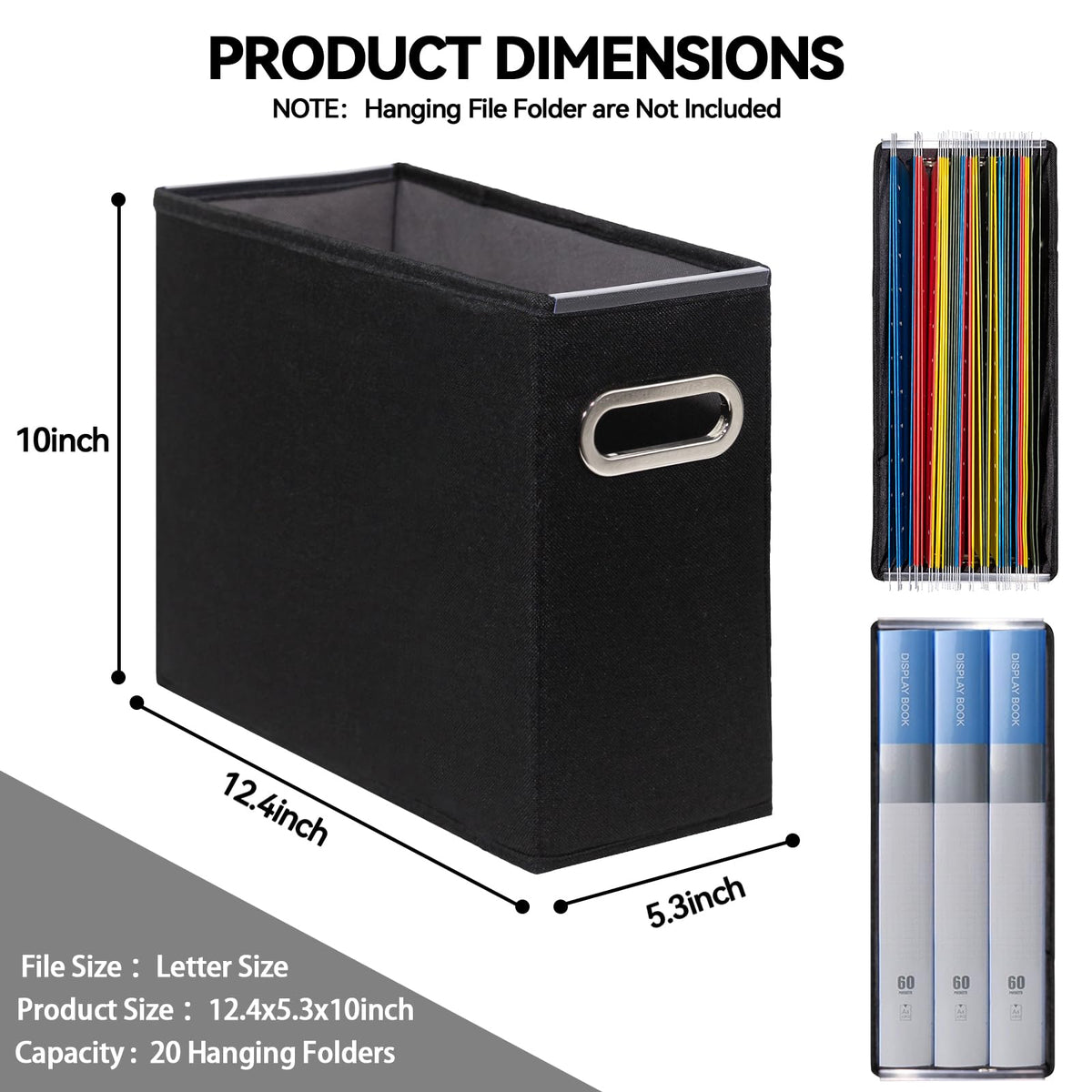 ComfortKeeper 4 Pack Letter Size File Storage Box Collapsible, Fabric Hanging File Folders