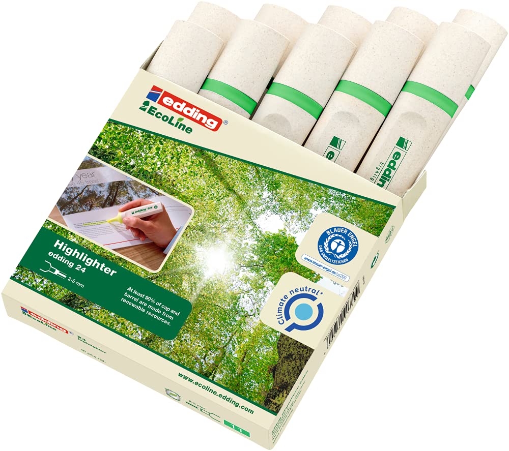 edding 24 EcoLine highlighter - lightgreen - 10 highlighters - chisel nip 2-5 mm - for quick and