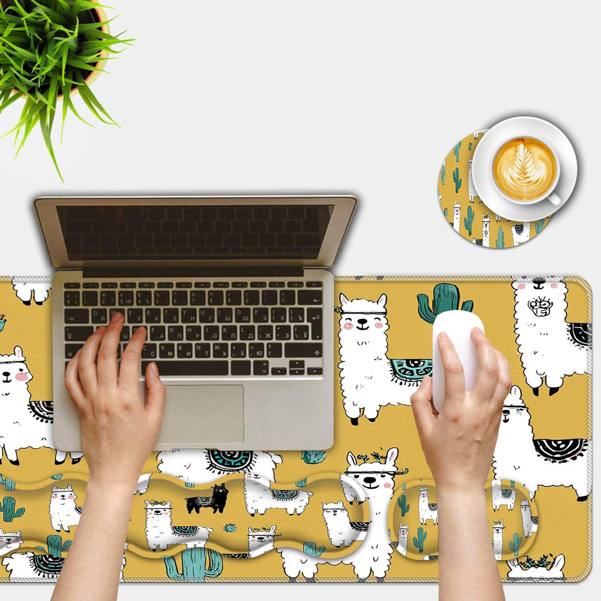 FGDRFGRW Mouse Pad Set,(31.5×11.8 in) Desk Pad + Keyboard Wrist Rest Support + Mouse Wrist Rest +