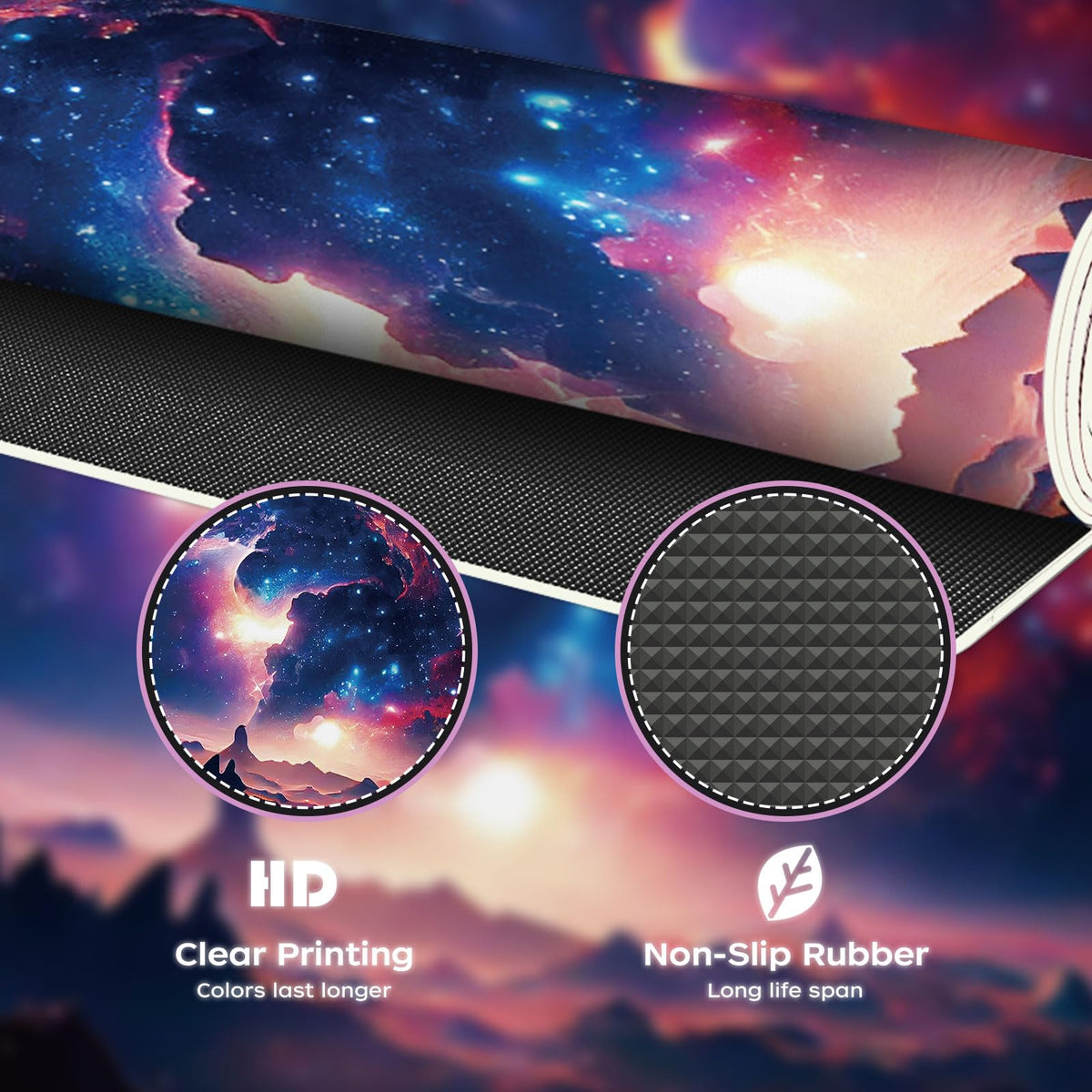 Leather Desk Mat 31.5" x 15.7", Desk Pad for Computer or Laptop, Galaxy Computer Mat Mouse Pad for