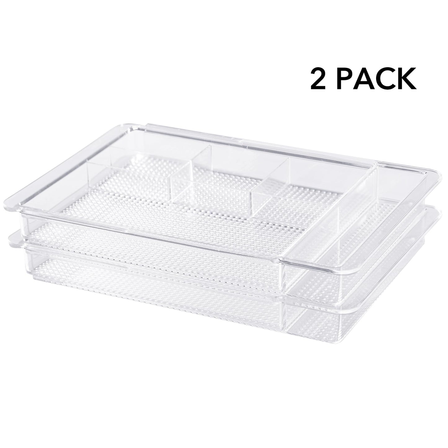Oubonun Expandable Shallow Vanity Plastic Makeup Drawer Organizers, 2 Pack