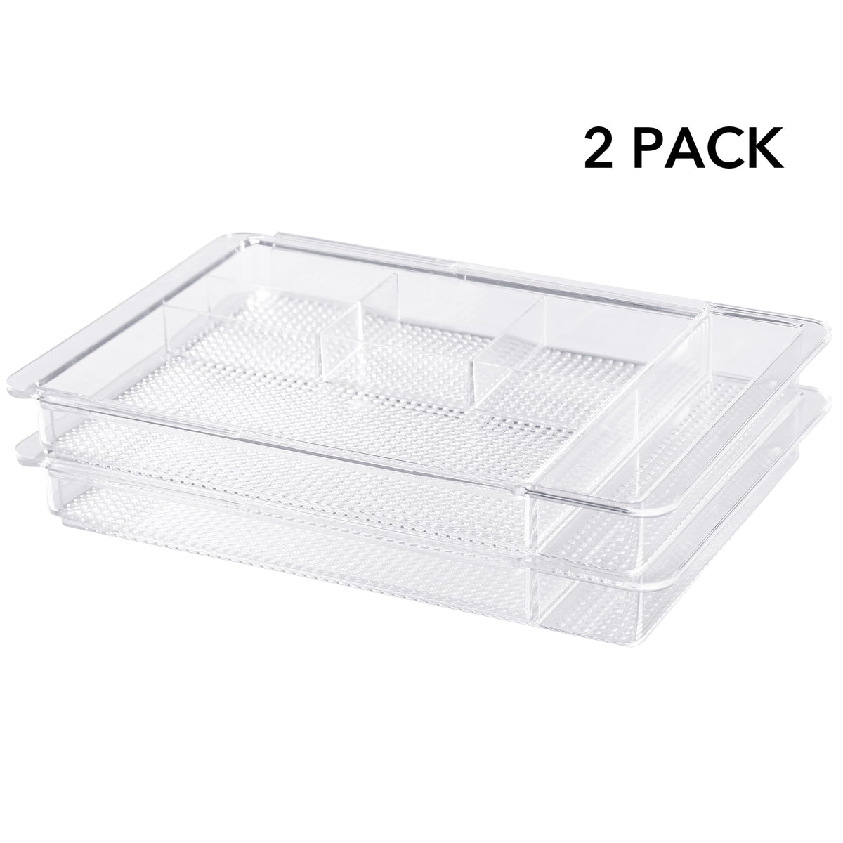 Oubonun Expandable Shallow Vanity Plastic Makeup Drawer Organizers, 2 Pack