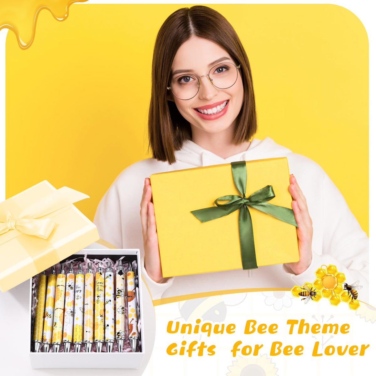 TecUnite 30 Pcs Bee Ballpoint Pens Bee Gifts Baby Shower Gifts Birthday Present Honey Party Favors