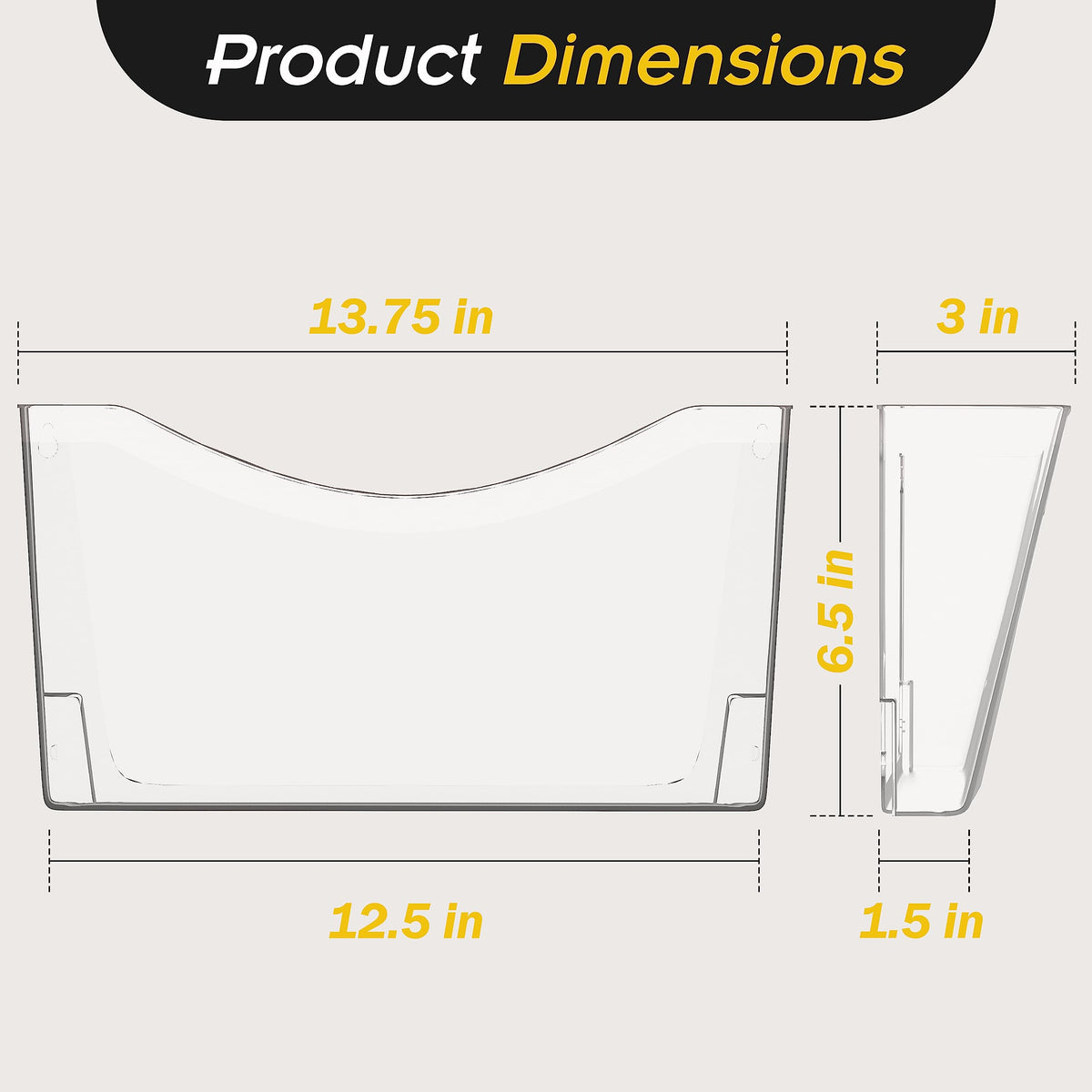 Kuntine.B 3 Pack Clear Single Pocket File Holder Hanging Wall Organizer, Wall Mount Mails Magazines