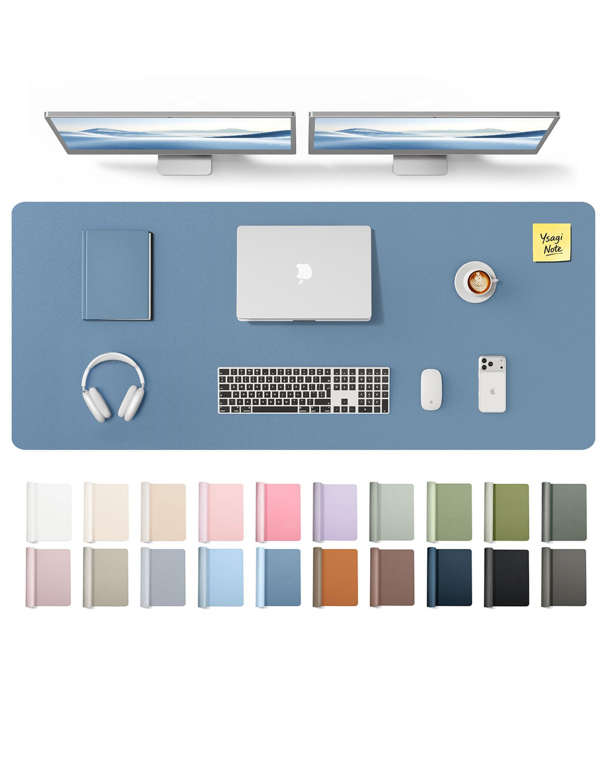 YSAGi Leather Desk Pad Protector, Office Desk Mat, Large Mouse Pad, Non-Slip PU Leather Desk