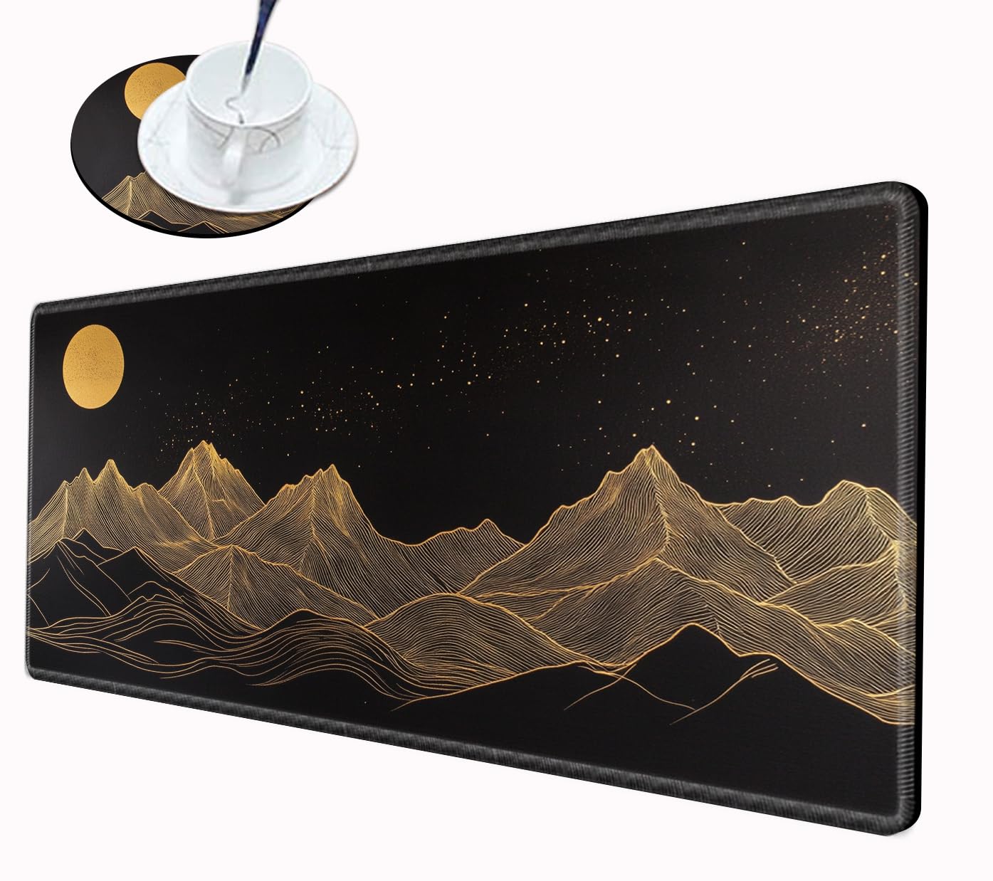 Gaming Mouse Pad 24x12 Desk Mat Gold Mountain Mousepad XL Desk Pad Long Computer Mat Large Mouse