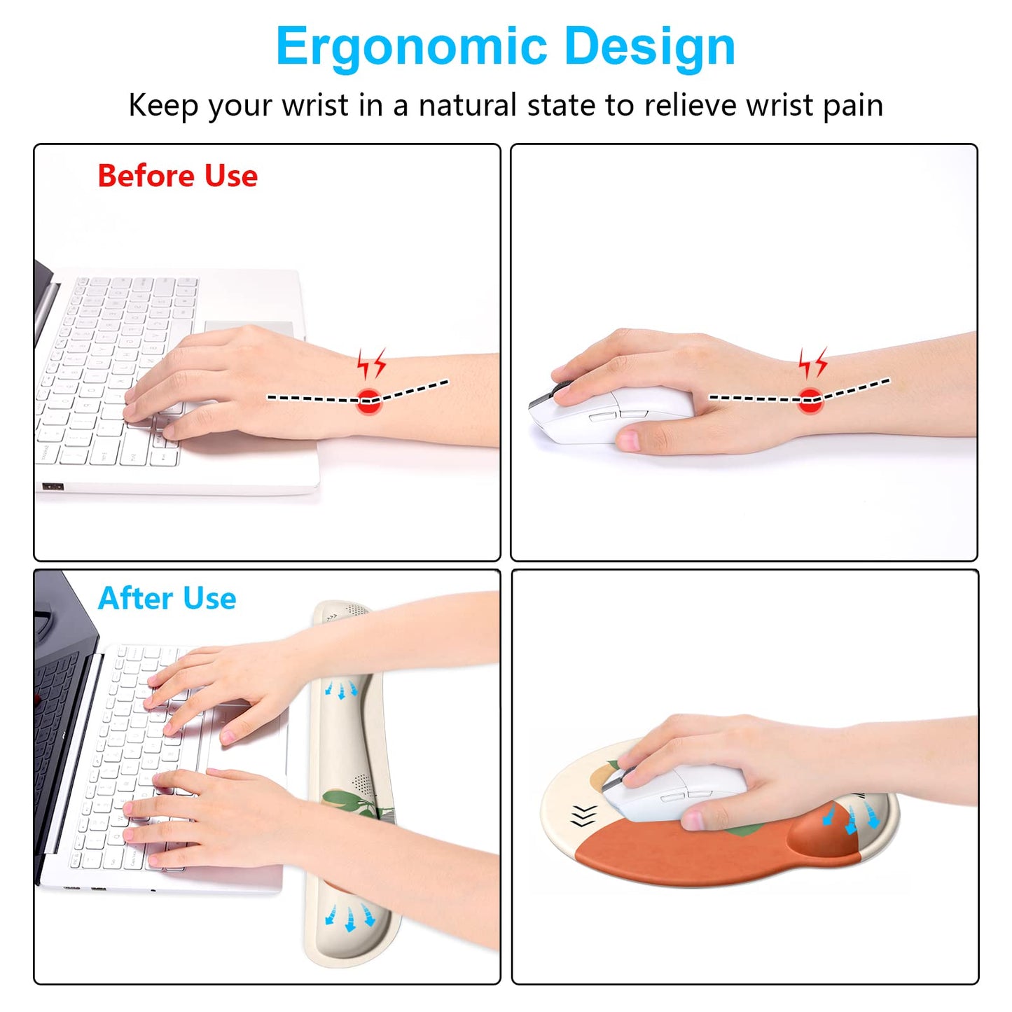 Dapesuom Keyboard Wrist Rest and Mouse Pad with Wrist Support, Memory Foam Cushion for Keyboard and