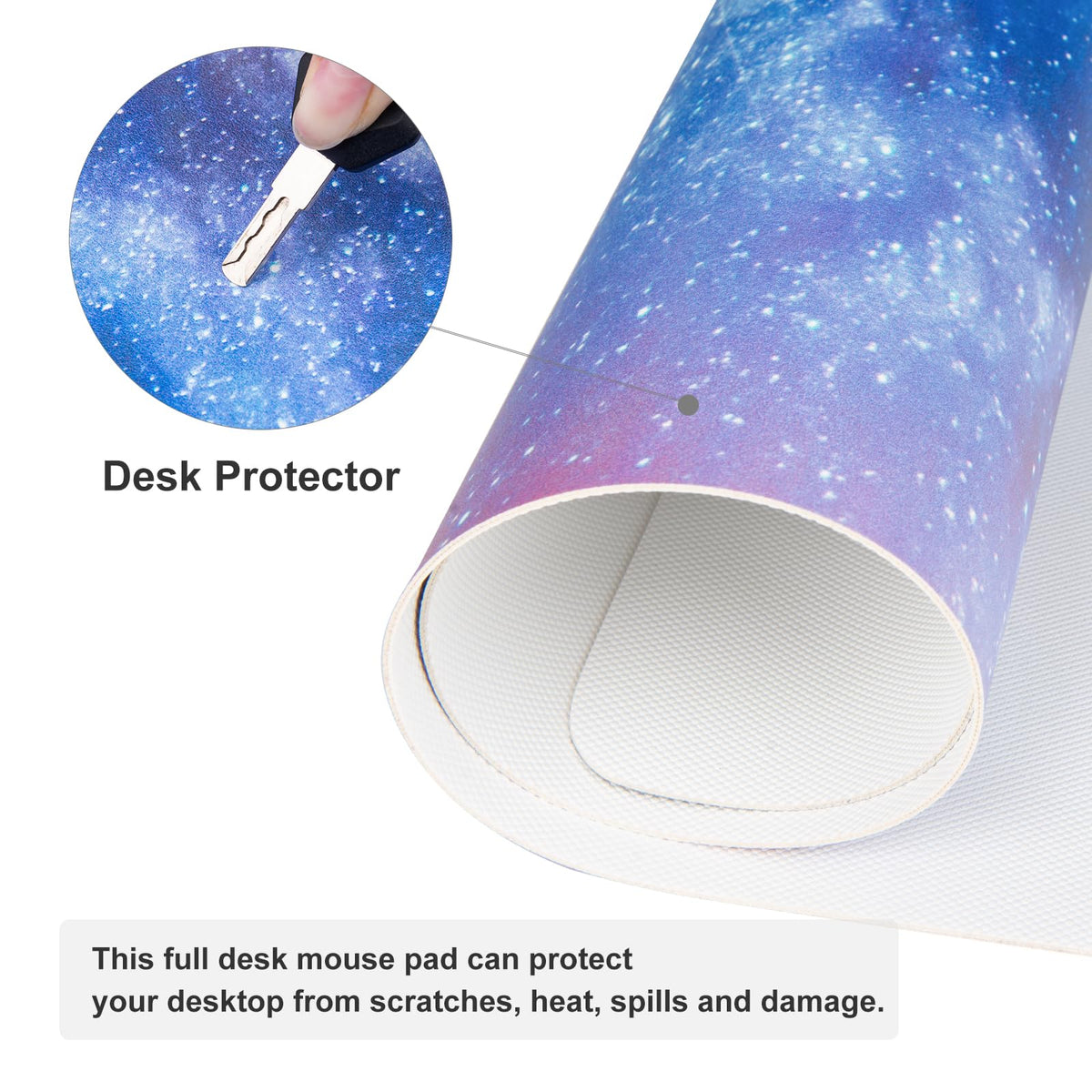 QiyI PU Leather Large Mouse Pad, Office Decor, 31.5" x 15.7", Blue Galaxy