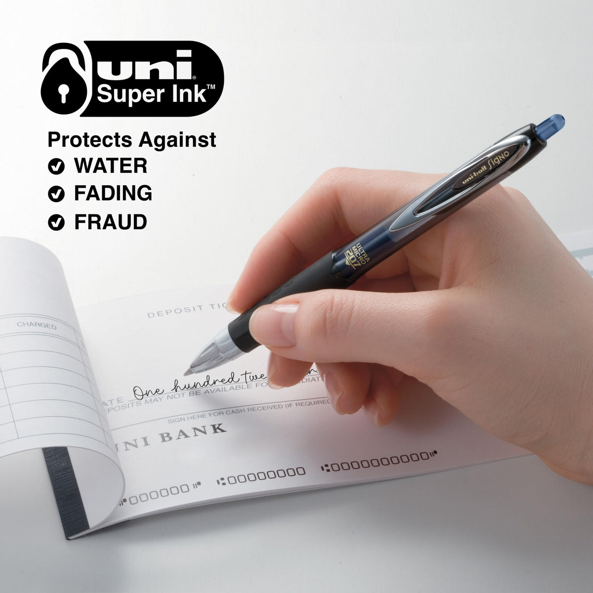 uniball™ 207 Gel Pens, Blue Ink, 0.38mm Ultra Micro Point, 12 Count