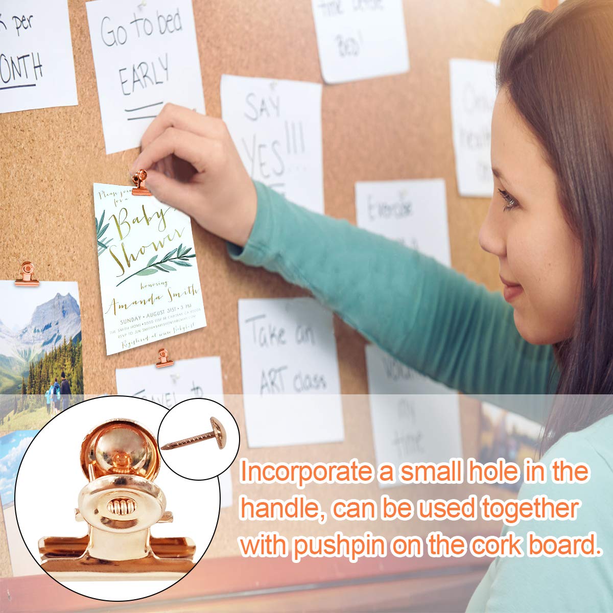 Small Bulldog Clips Rose Gold - Coideal 30 Pcs Mini Metal Binder Bull Clips Hinge Paper Clip Office
