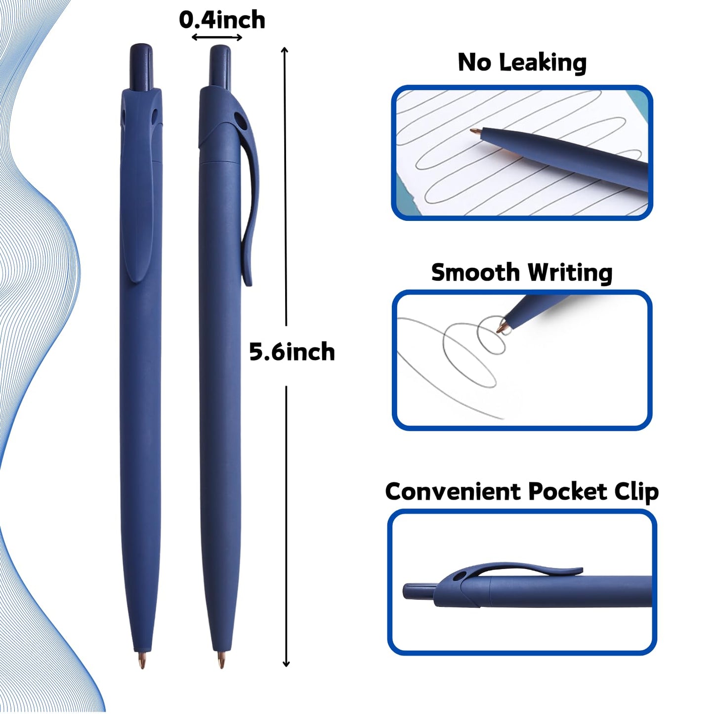 Wiaziert BallPoint Pens, 100 Pack (BLACK Ink),Bulk Pens, Navy Blue Barrel,Click Pens for Office