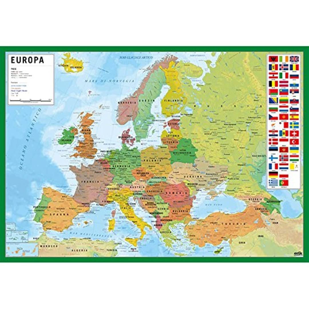 Grupo Erik Europe Map Desk Mat in Spanish | 13.5 x 19.5 inches - 34.5 x 49.5 cm Pad Desk Protector