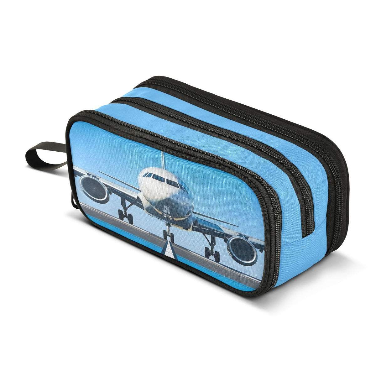 BOENLE White Airplane Aircraft Pencil Case Box Boys Girls Large Pencil Pouch Zipper Compartments