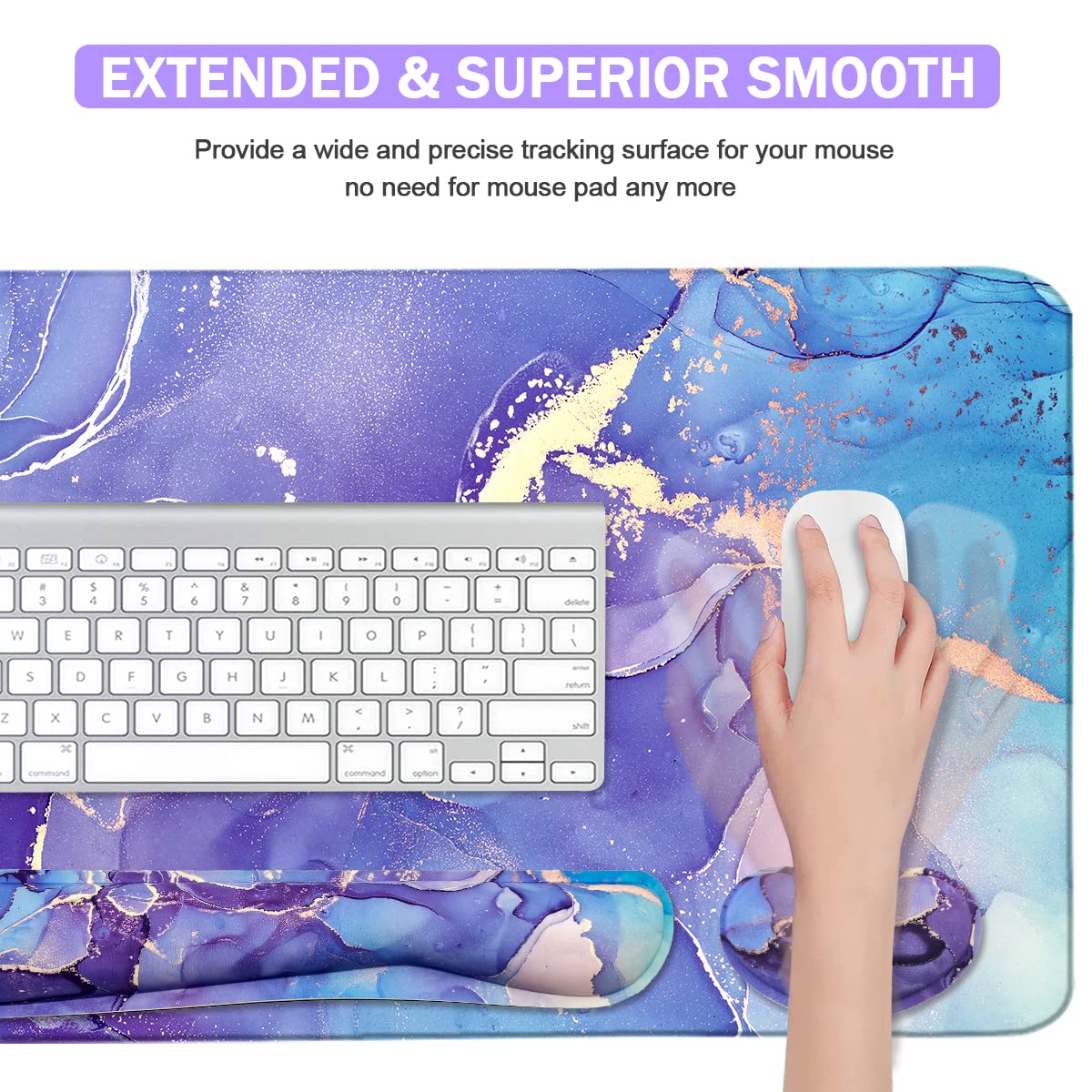 Large Mouse Pad and Keyboard Wrist Rest, Desk Pad for Keyboard and Mouse, 4-in-1 Large Gaming Mouse