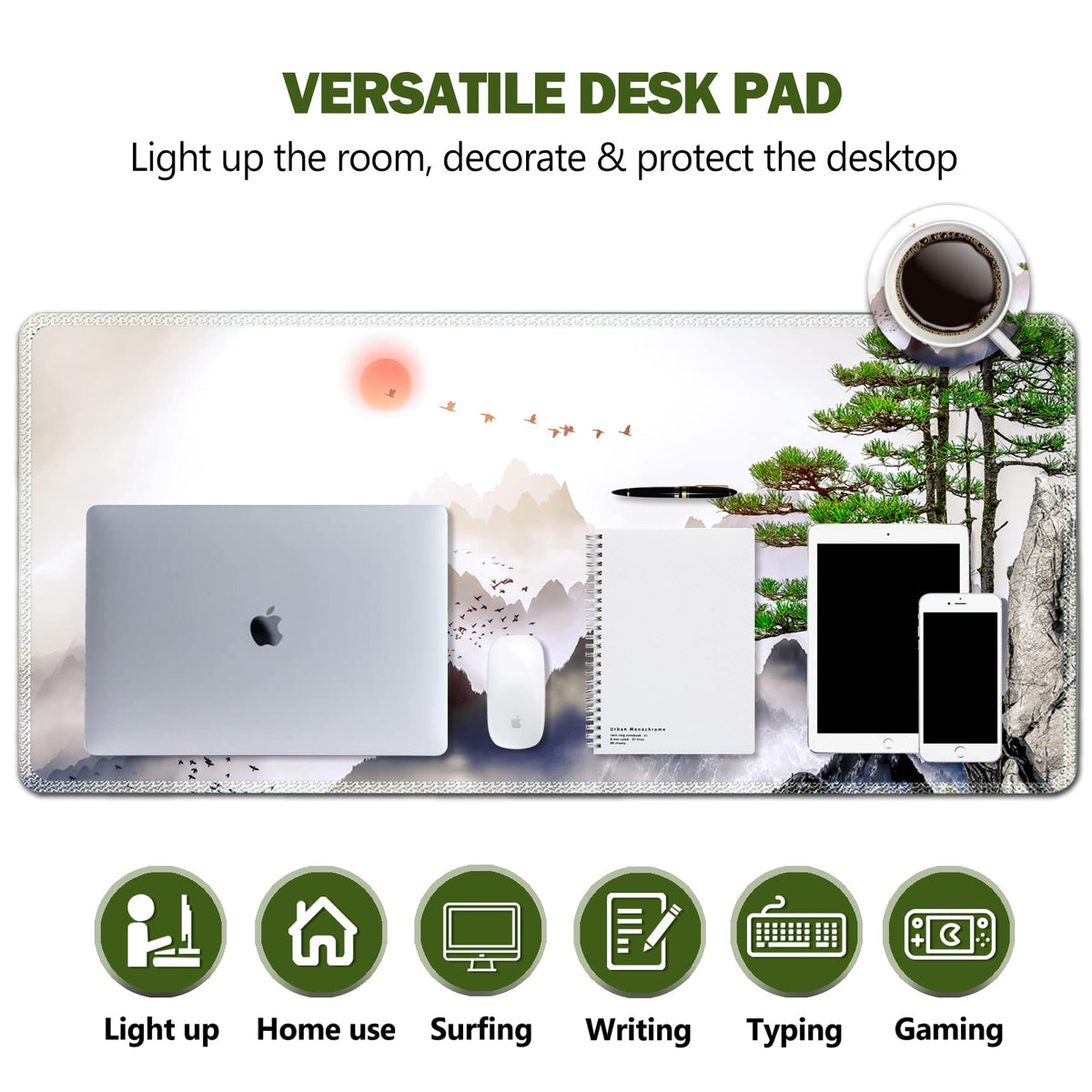 AIMSA Large Gaming Mouse Pad Extended Mouse Pad with Stitched Edge, Keyboard Mouse Mat Non-Slip