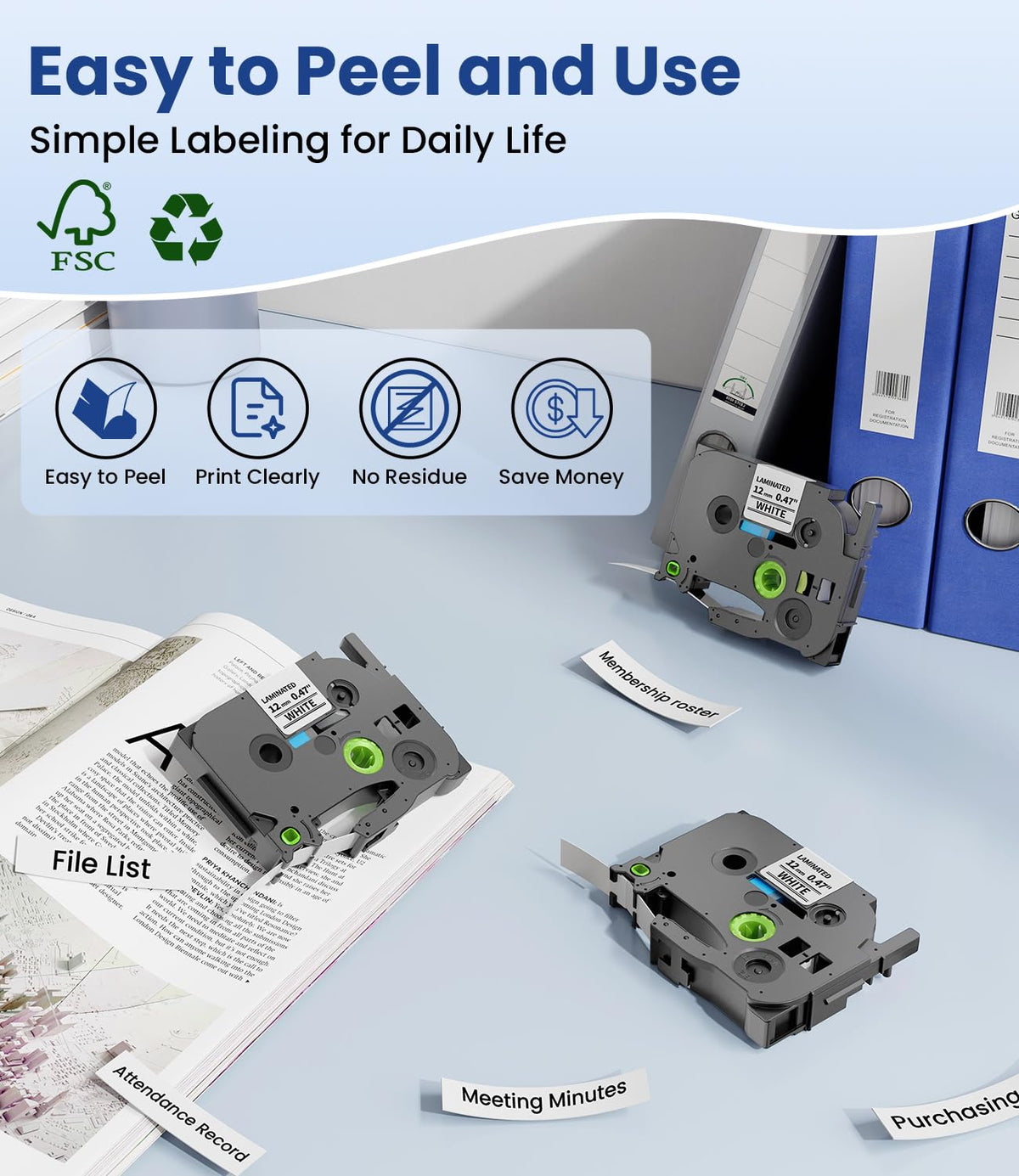 Freshworld 6-Pack Replace for Brother Label Maker Refills TZe-231 12mm 0.47