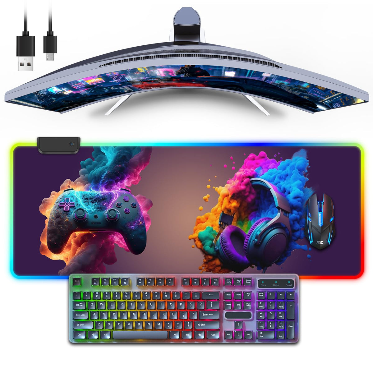 RGB Mouse Pad, Gaming Mousepad with 13 LED Light Modes