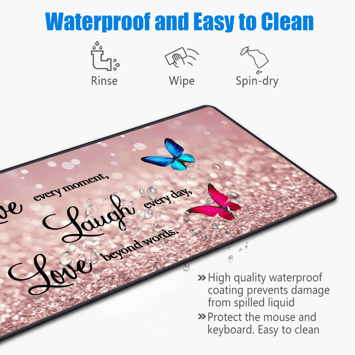 Desk Pad Mat With Coasters, 31.5"x 11.8" XXL Large Gaming Mouse Mat With Non-Slip Base and Stitched