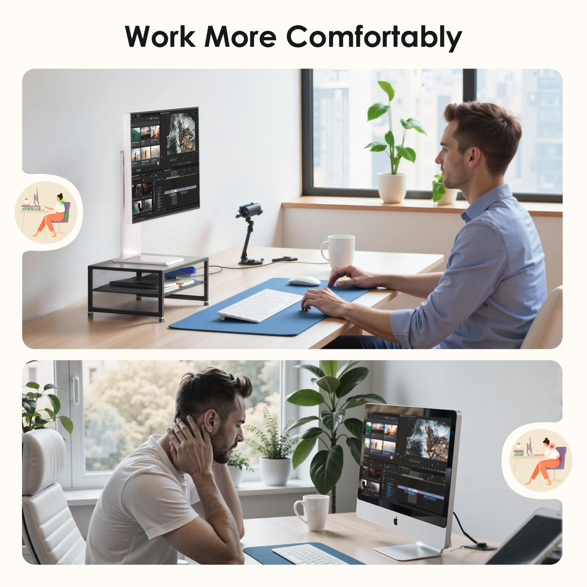 ECOLOVI 2-Tier Computer Monitor Stand Riser, Printer & Laptop Stand, Office Desk Accessories