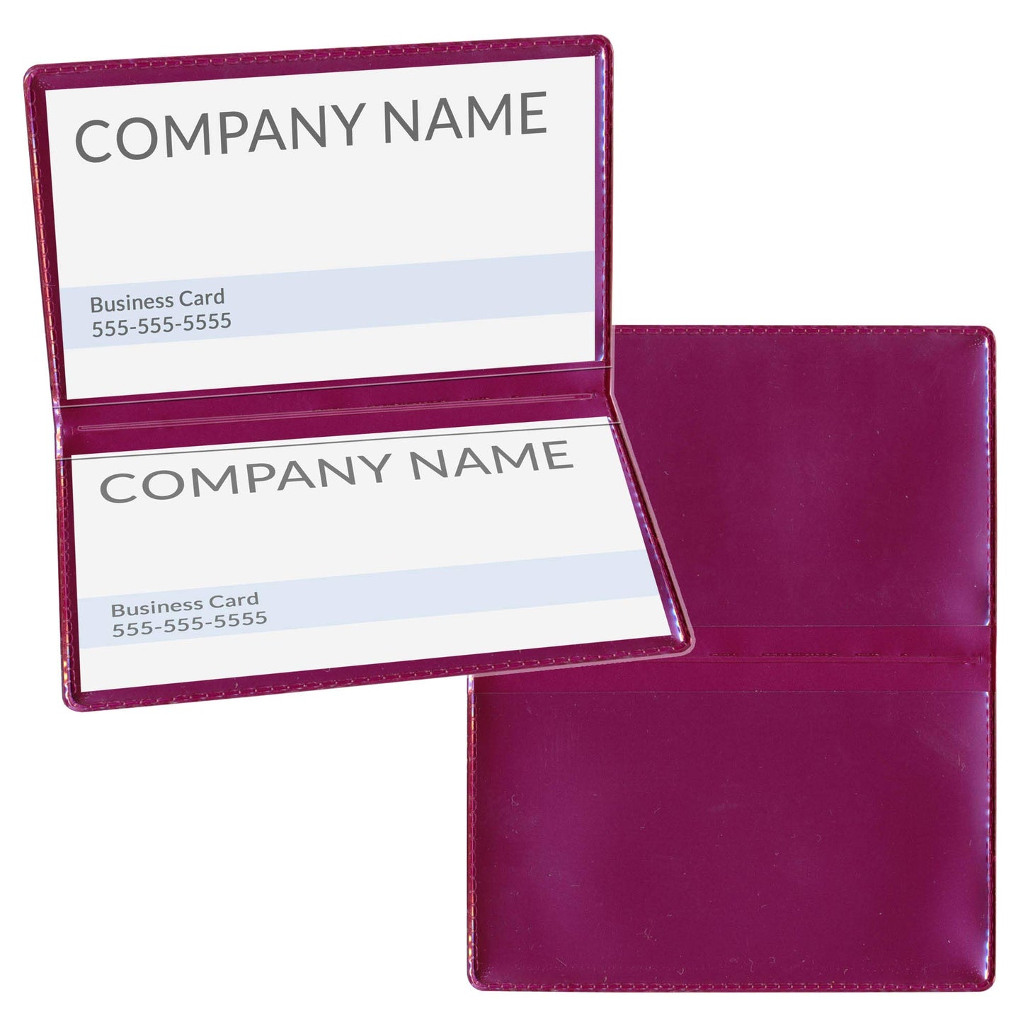 StoreSMART - Metallic Maroon Folding Business Card Holders - 50 Pack - Polypropylene Plastic