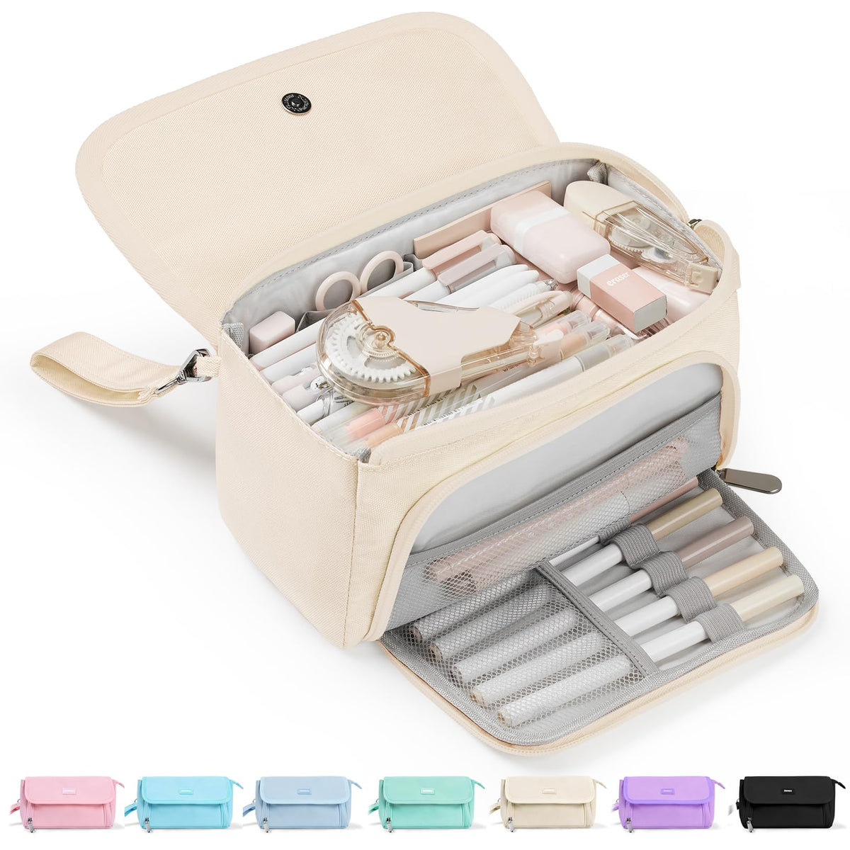 Sooez Super Large Pencil Case, Big Capacity Pencil Bag with 3 Compartments