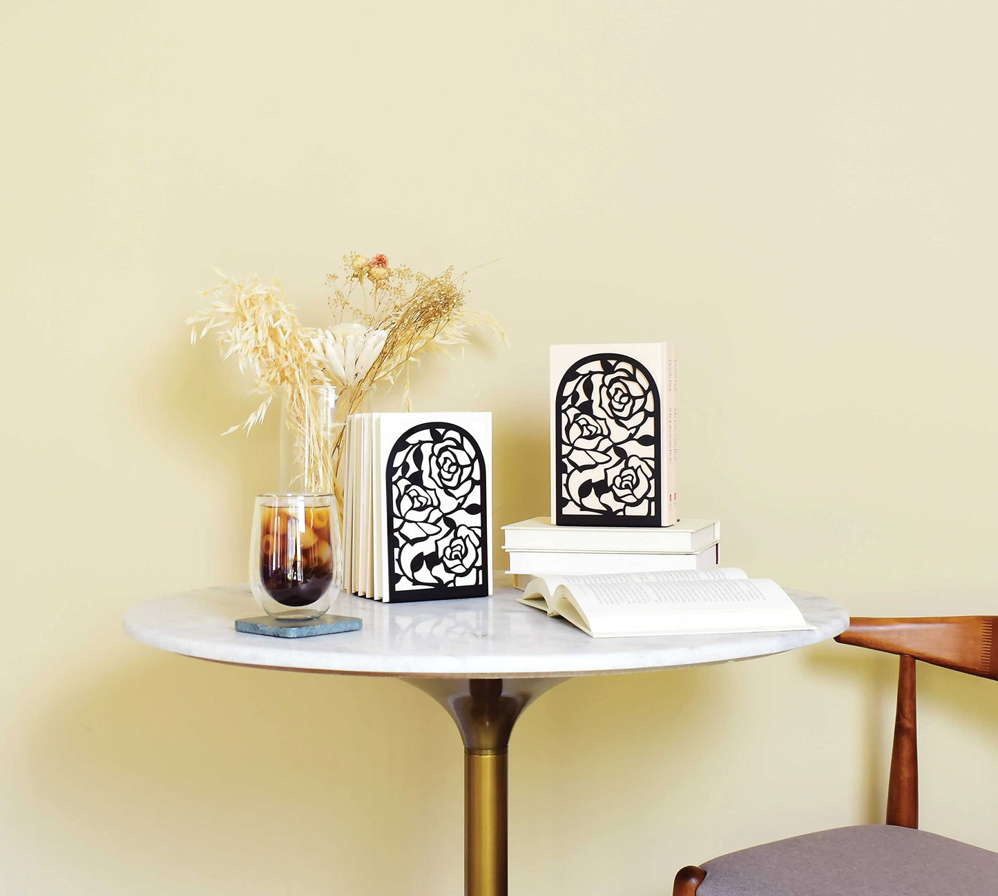 CNK Premium BookEnds - Heavy Duty Metal Book Stoppers for Home Office, Decorative Book Shelf