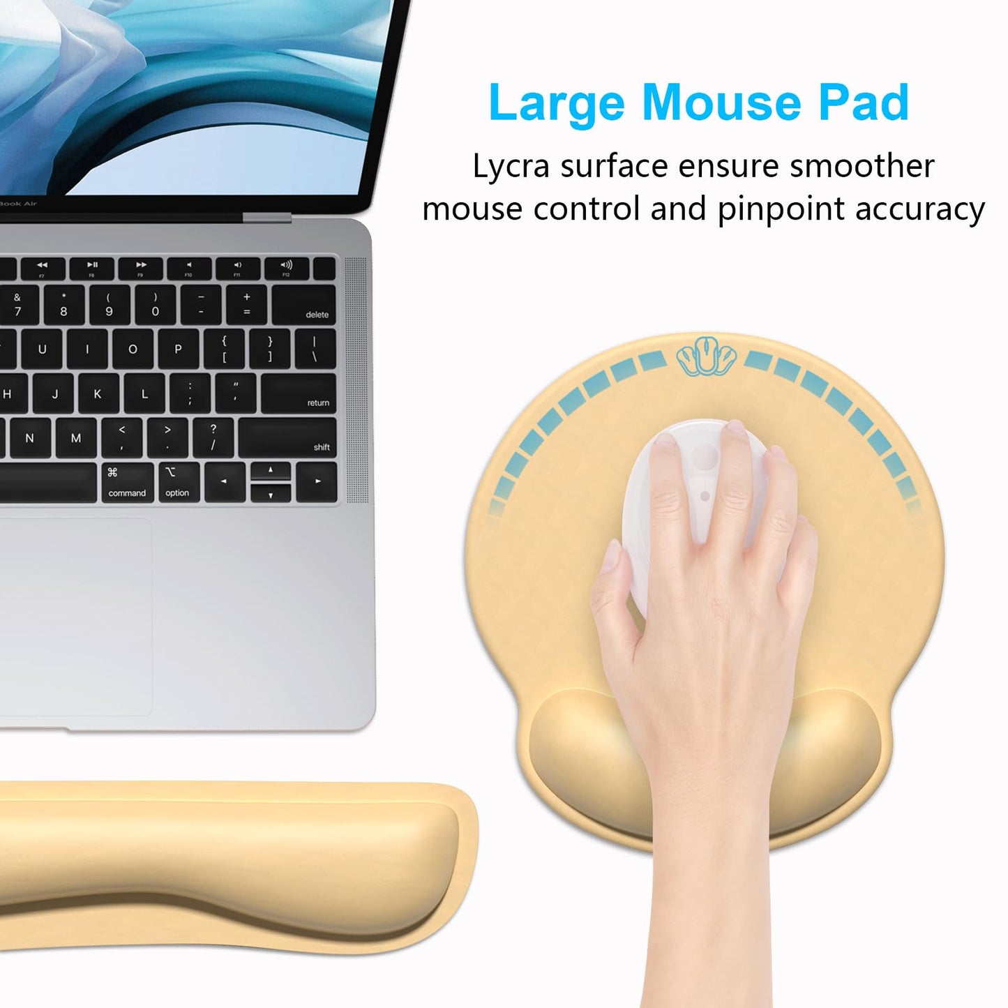 Dapesuom Keyboard Wrist Rest and Mouse Pad with Wrist Support, Cute Memory Foam Cushion for